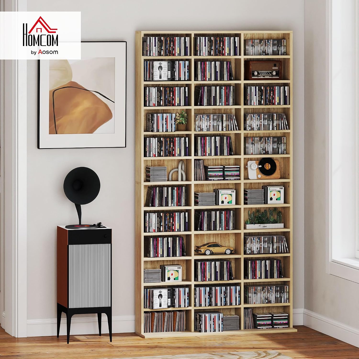 Detalle 2 de HOMCOM étagère CD DVD chêne 195 cm