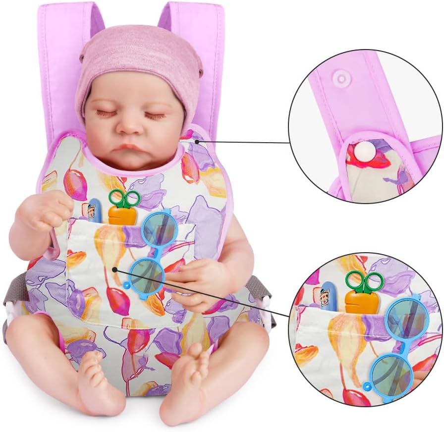 Detalle de Marsupio per Bambole Aolso 18IN – Zaini per Carrier Bambole, con Spallacci Regolabili, Viola