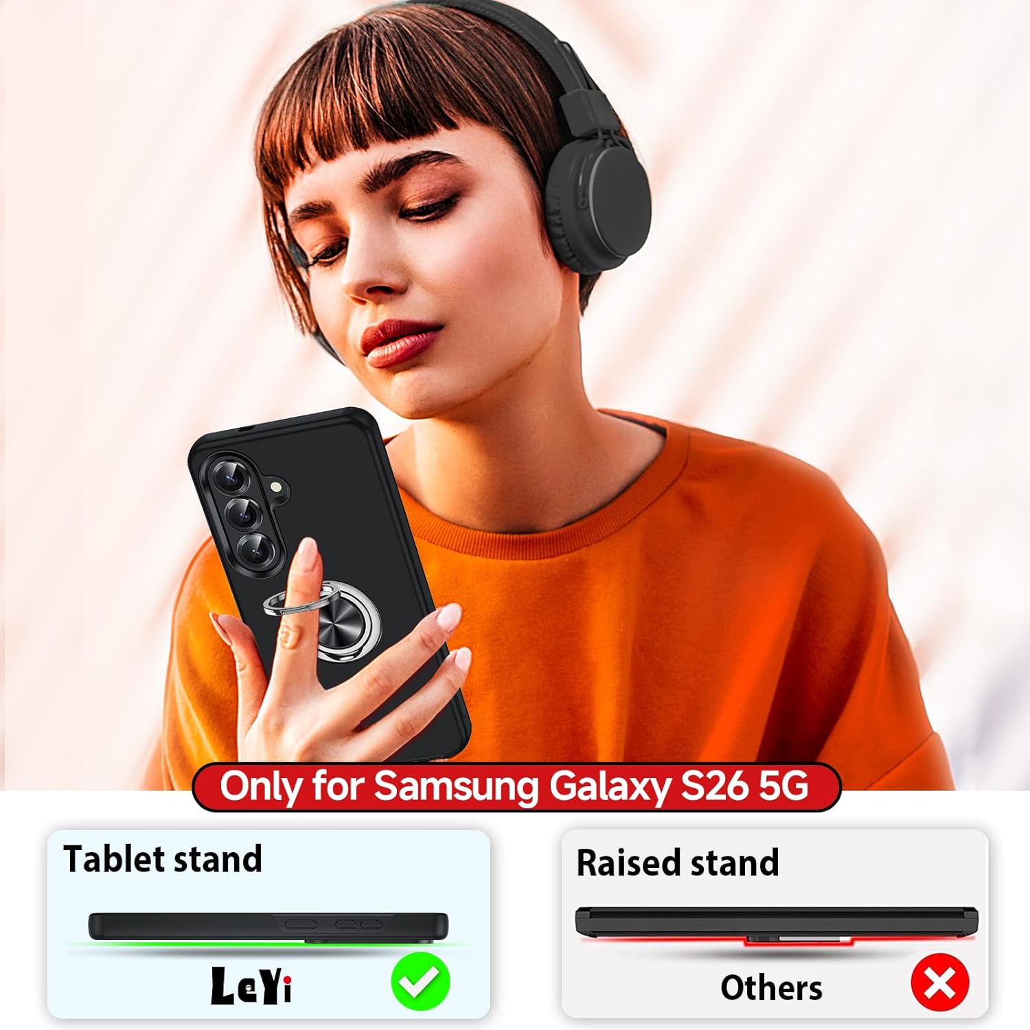 Thumbnail 5 de LeYi Galaxy S26 Case with 2 Tempered Glass Protectors and Invisible Ring Stand