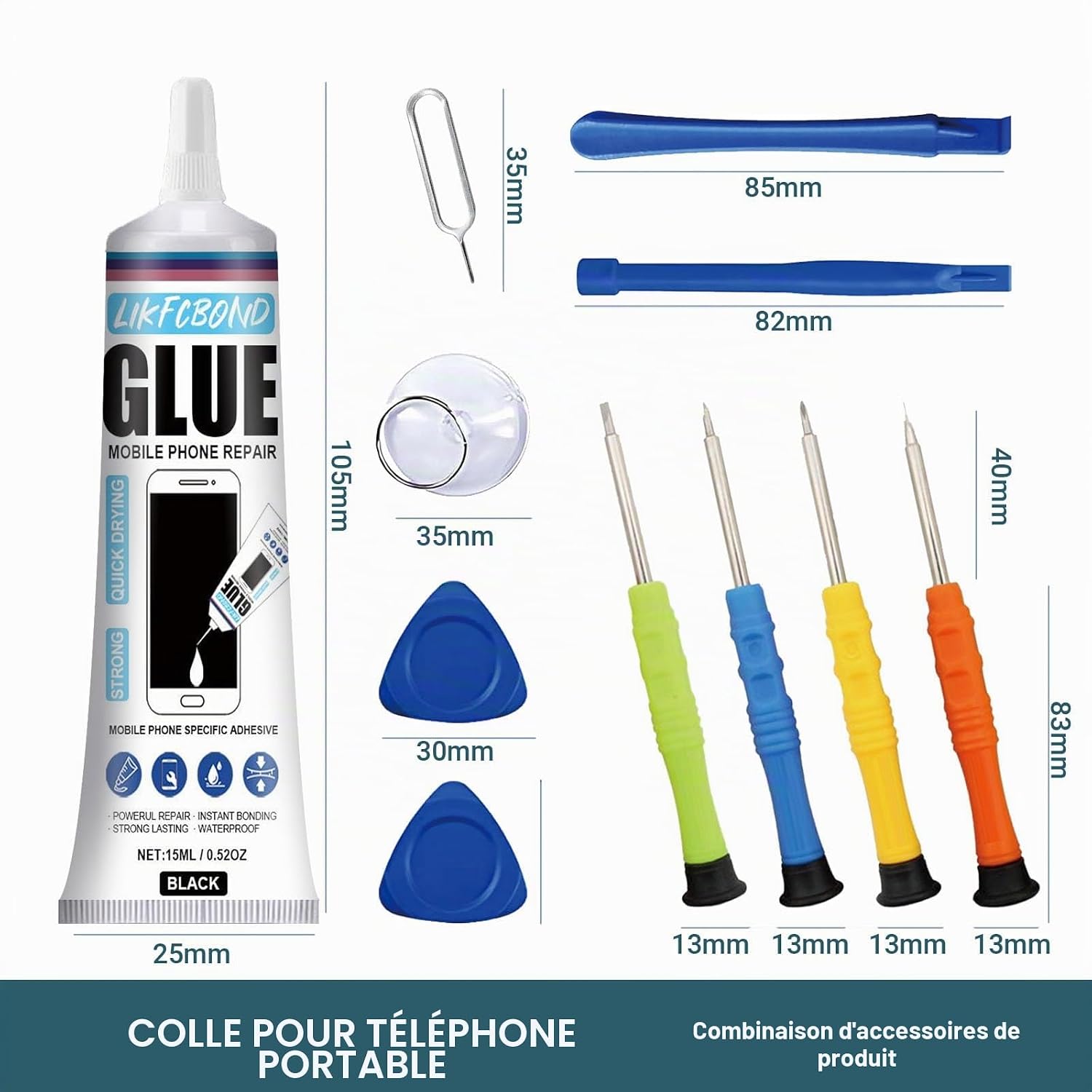 Thumbnail 6 de LIKFCBOND 2 Pièces 15ML Colle Écran Smartphone – Kit réparation précis et flexible