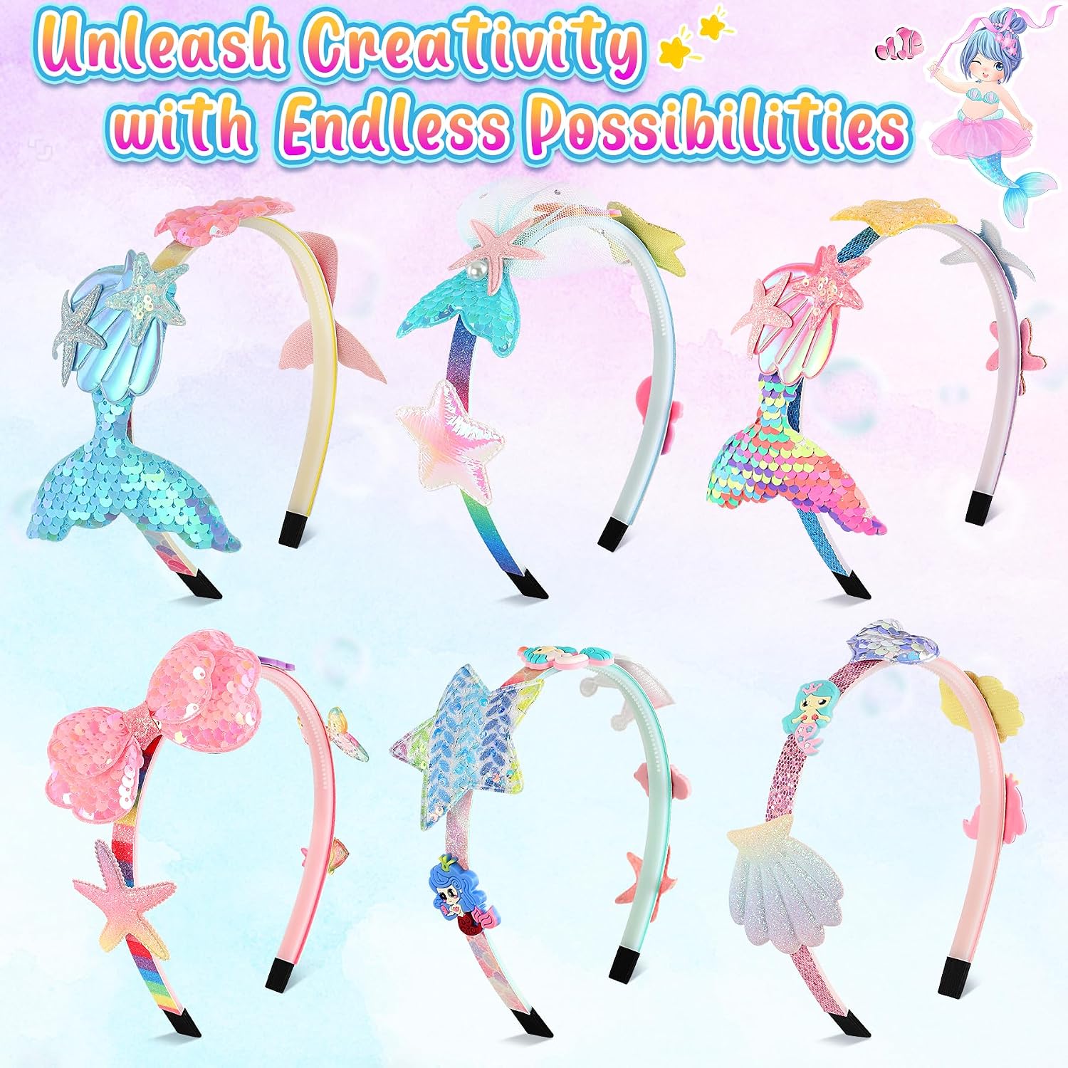 Thumbnail 6 de Pourbibi DIY Mermaid Headbands Kit for Girls 3+