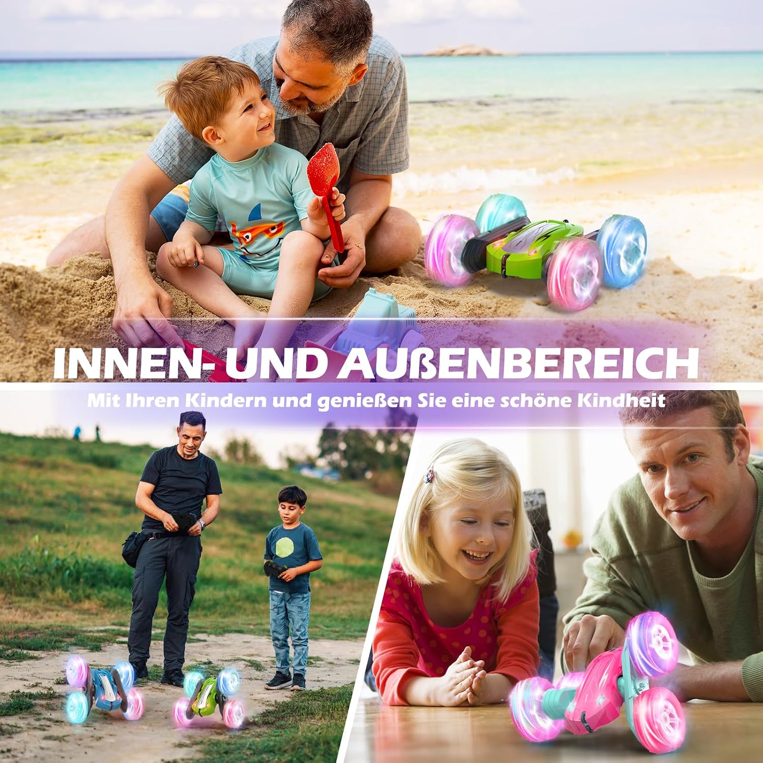 Thumbnail 4 de Rodzon Ferngesteuertes Auto 4WD Grün – RC Car mit LED-Lichtern, 2,4 GHz, 360° Flip, für Kinder ab 6–9+ Jahren