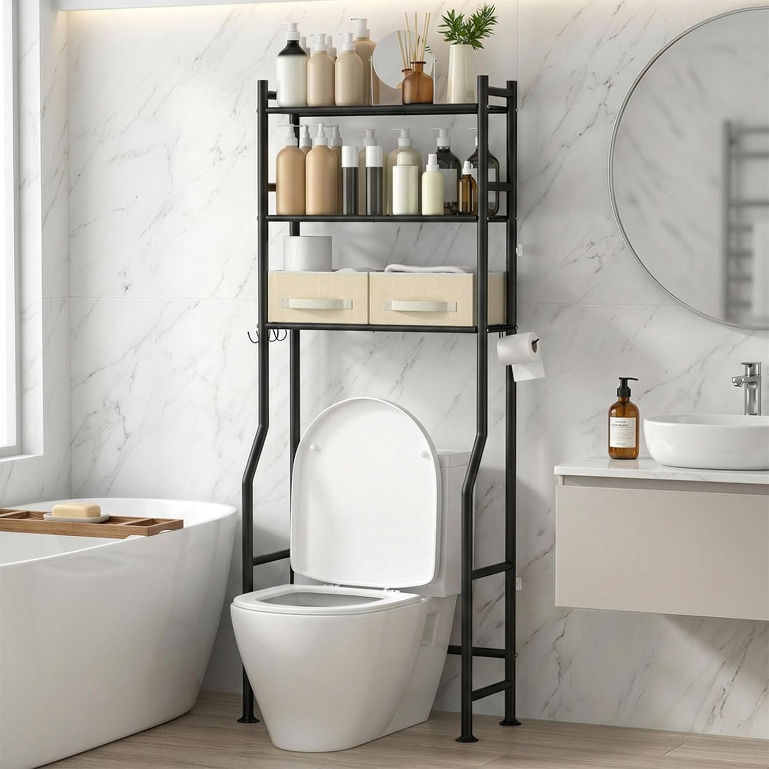 Detalle de GloTika Over-Toilet Storage Cabinet, 64-Inch