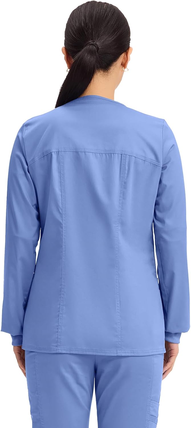 Detalle 1 de Cherokee 4315 Women's Zip-Front Scrub Jacket, 3 Pockets, Two-Way Stretch Brushed Twill