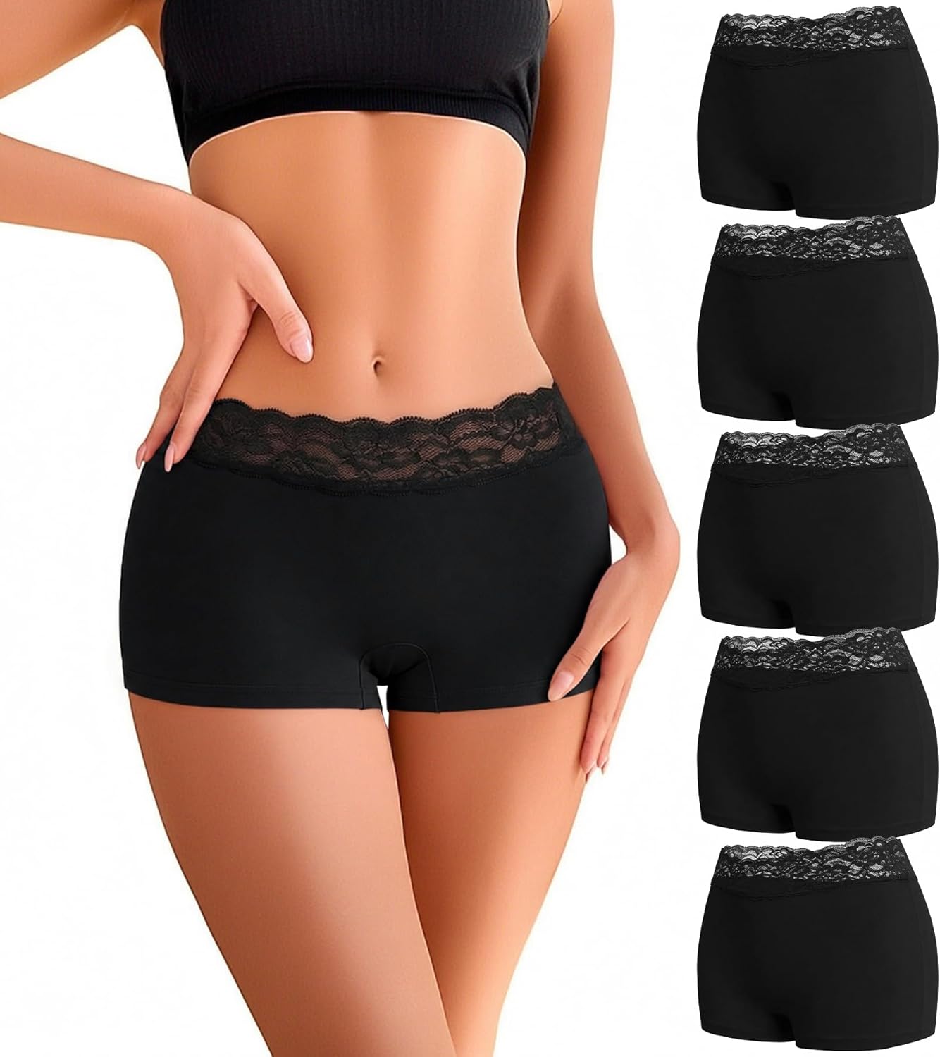 Detalle de Uniexcosm Shorty Dentelle Femme — Culotte coton, confort et élégance au quotidien