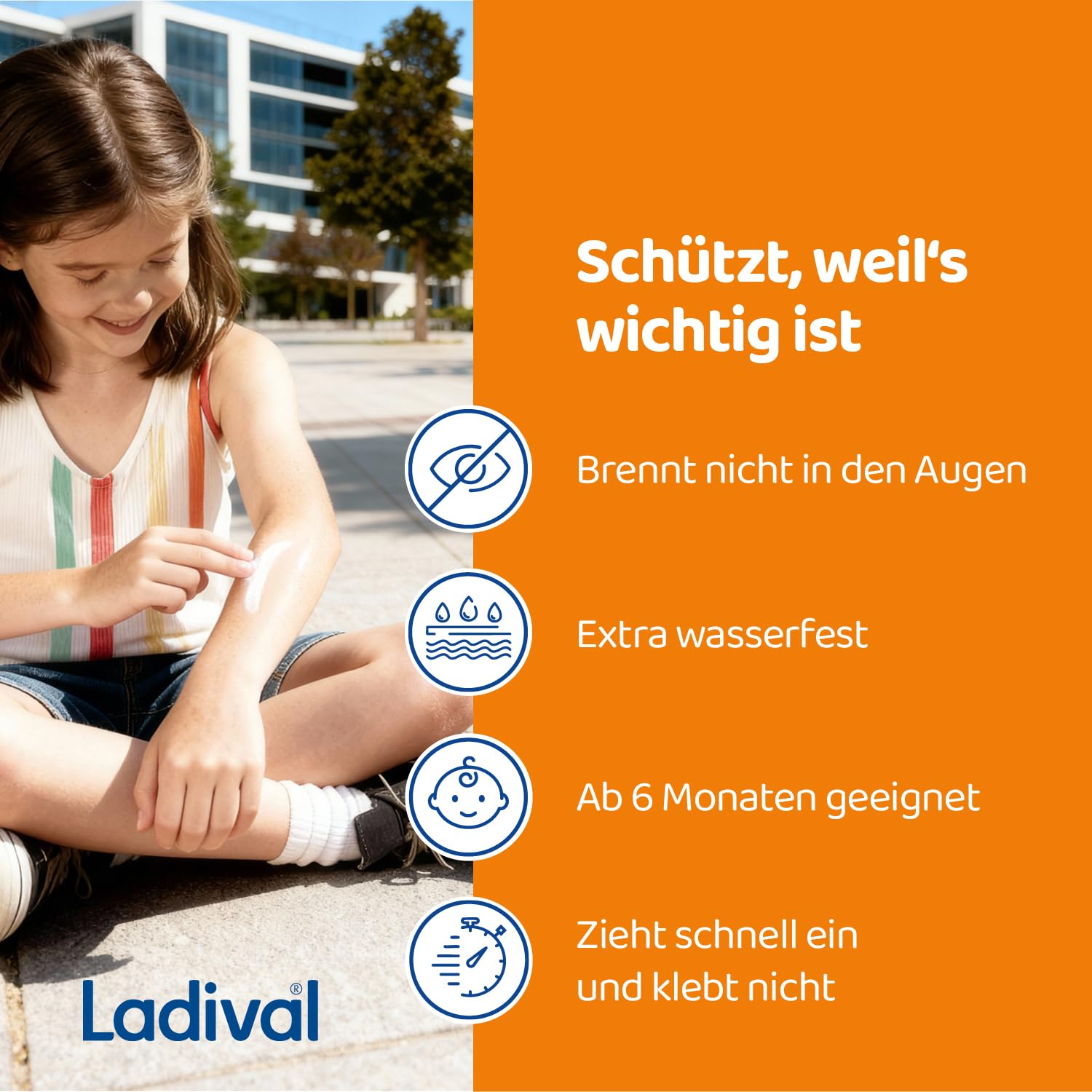 Thumbnail 6 de Ladival Kinder Sonnencreme Milch LSF50+ – extra wasserfest für empfindliche Kinderhaut (ab 6 Monaten), 200 ml