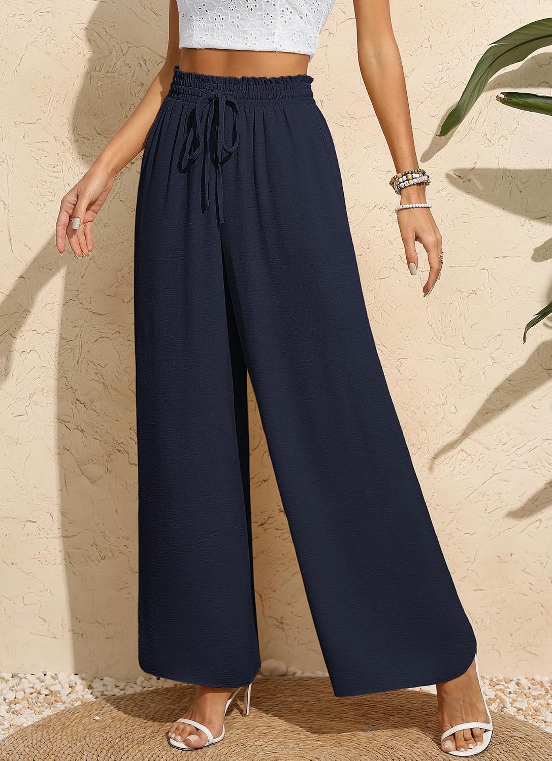 Detalle de BEIGAI Palazzo Hose mit hoher Taille