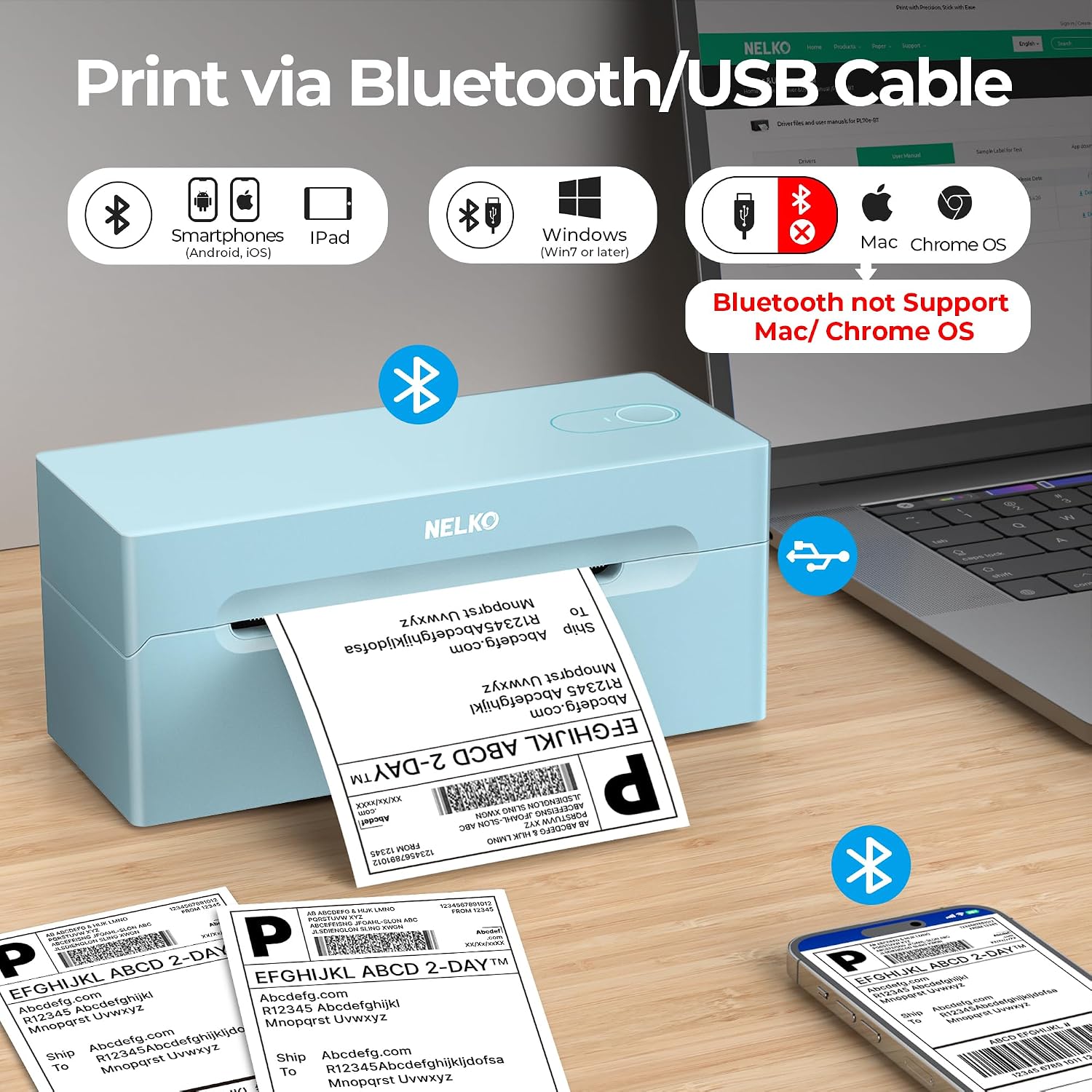 Detalle de Nelko thermal shipping label printer 4x6