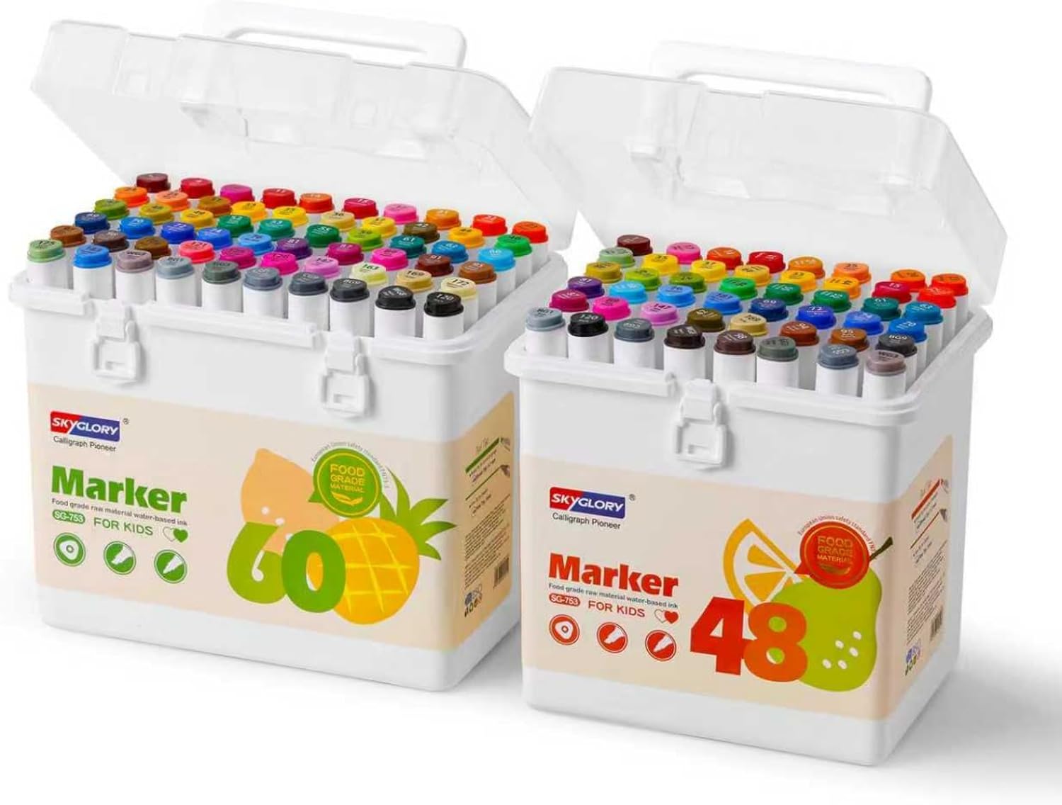 Thumbnail 2 de SKYGLORY 48 Colours Washable Water-Based Ink Marker Set with Dual Tips