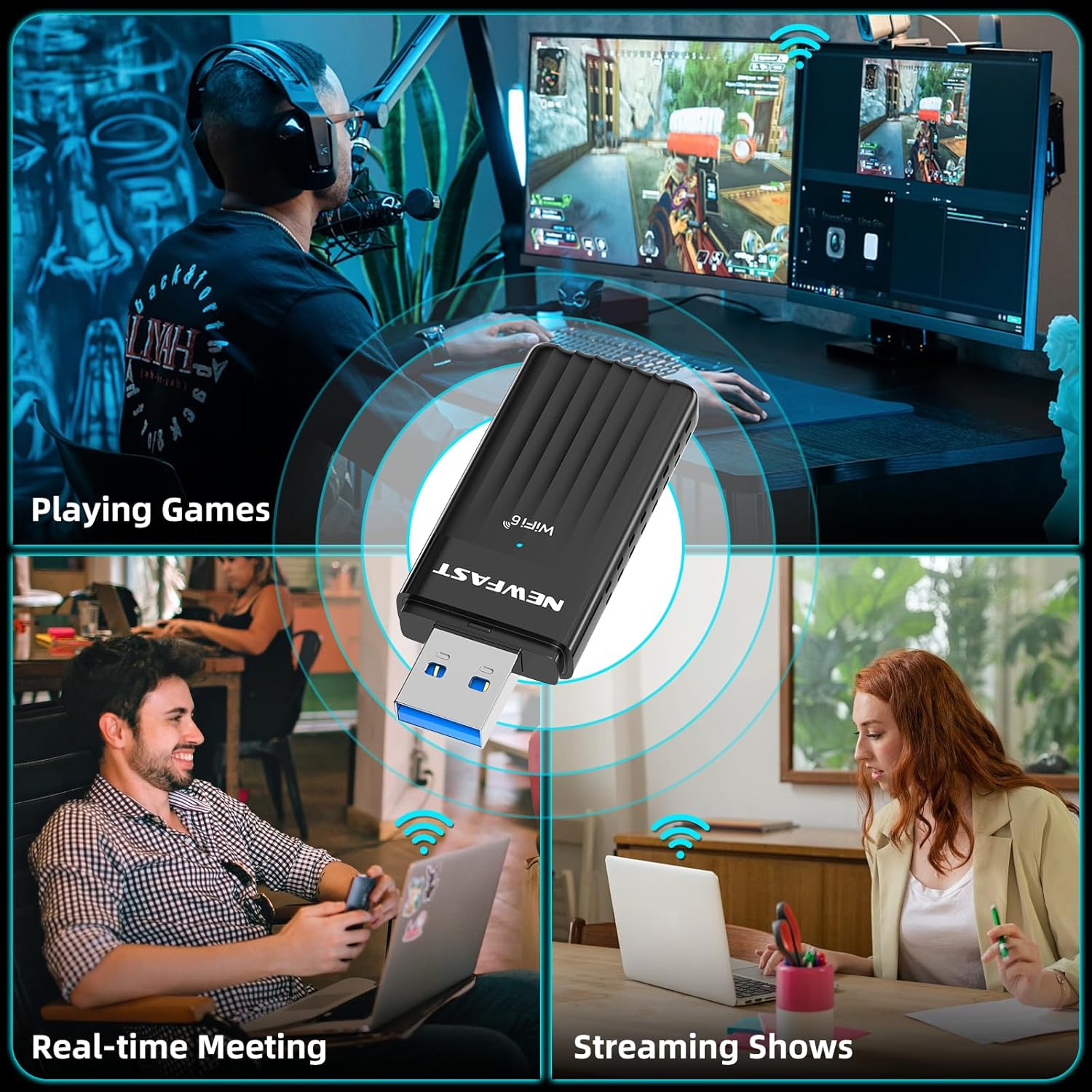 Thumbnail 5 de NEWFAST WiFi 6 AX3000 USB Dongle (Dual Band) – USB 3.0 Wireless Adapter for Windows 10/11