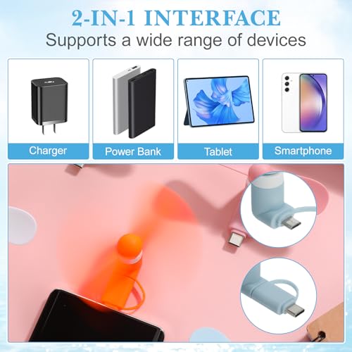 Thumbnail 6 de Beavorty 5pcs Mini Cell Phone Fan 2-in-1: Pocket-Sized USB C/Micro USB Cooler