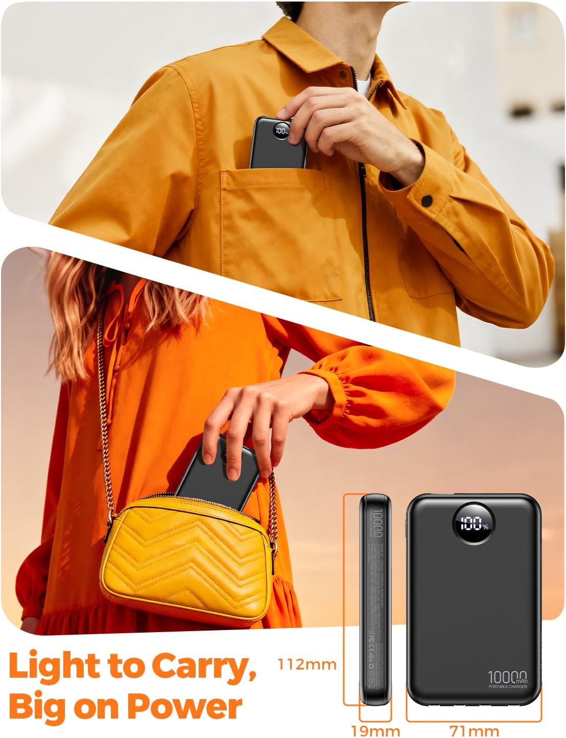 Thumbnail 2 de Portable Charger 10000mAh Power Bank with Built-in Cables and LCD Display