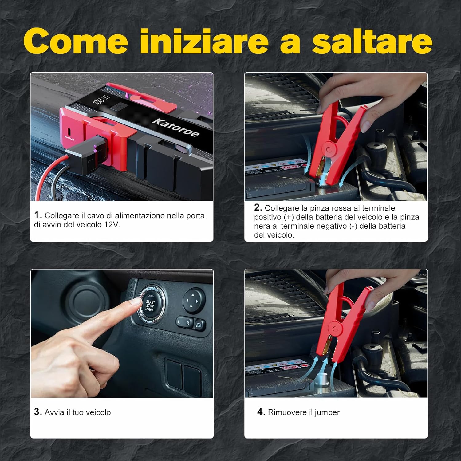 Thumbnail 5 de Avviatore batteria auto 6000A 12V con torcia LED 400 lm e ricarica USB-C