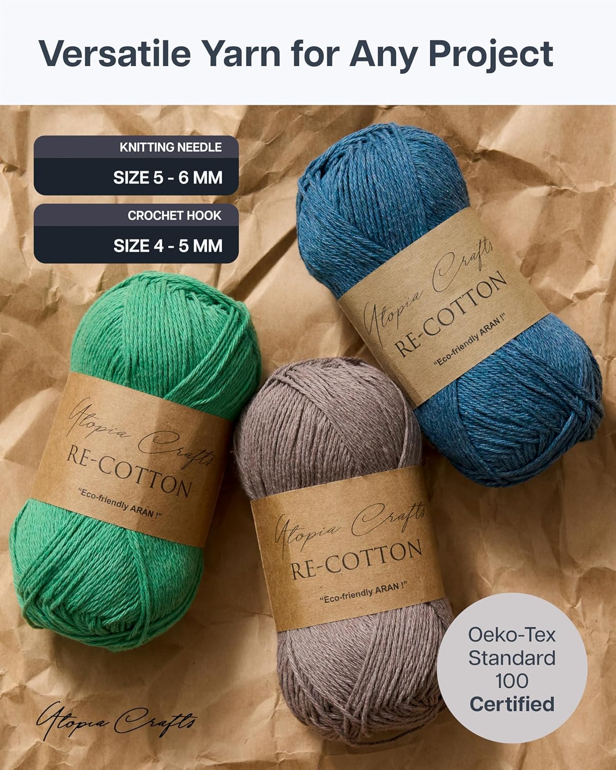 Thumbnail 5 de Lot de 5 pelotes Utopia Crafts Re-Cotton 100 g