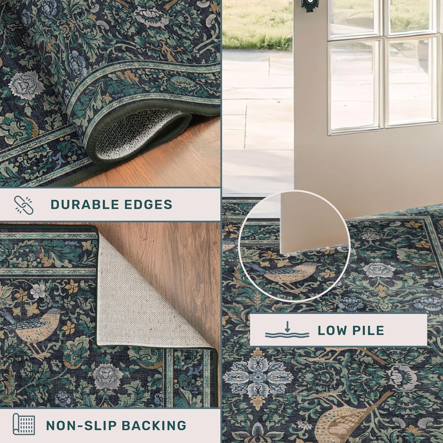 Thumbnail 4 de Moody Floral 6x9 Area Rug