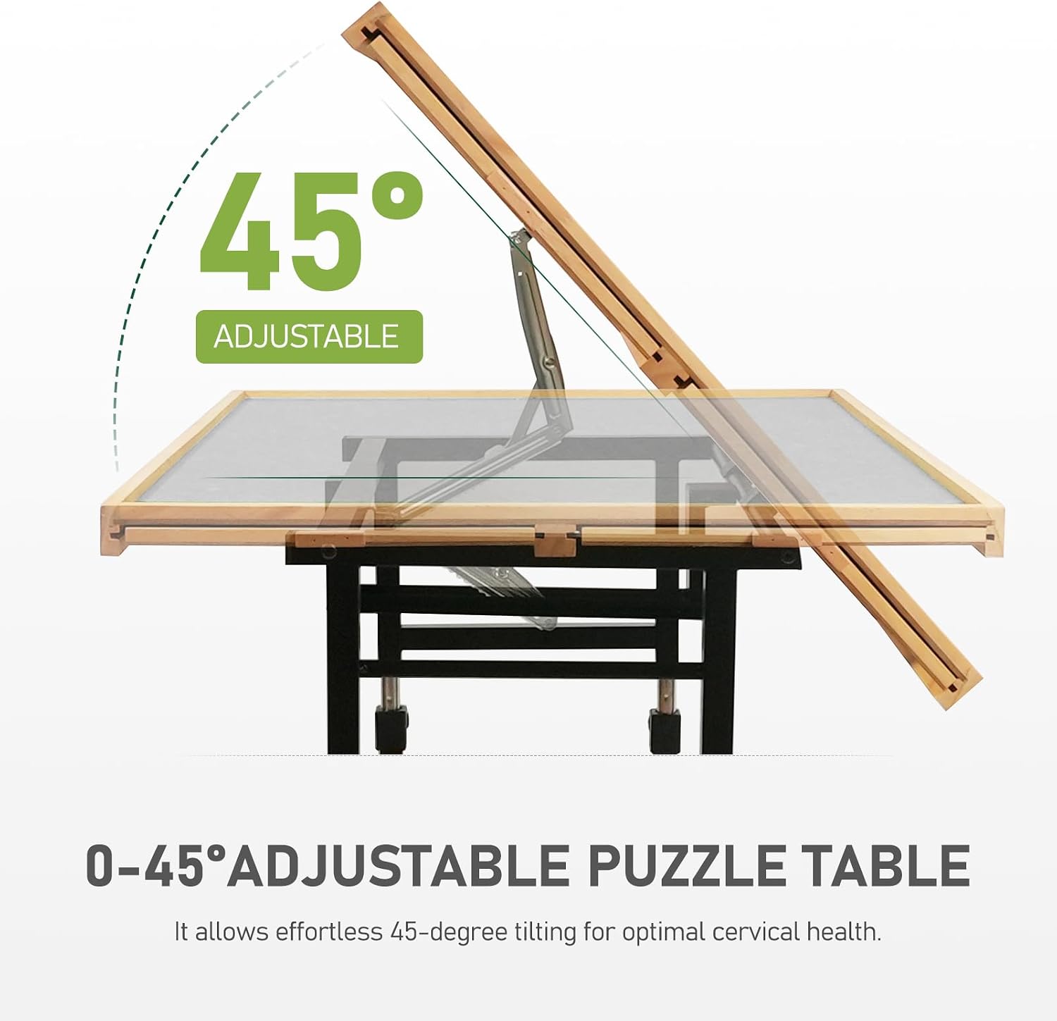 Detalle de BuilderButler 1500-Piece Puzzle Table with Wheels, Adjustable Height & 45° Tilt, Drawers and Cover