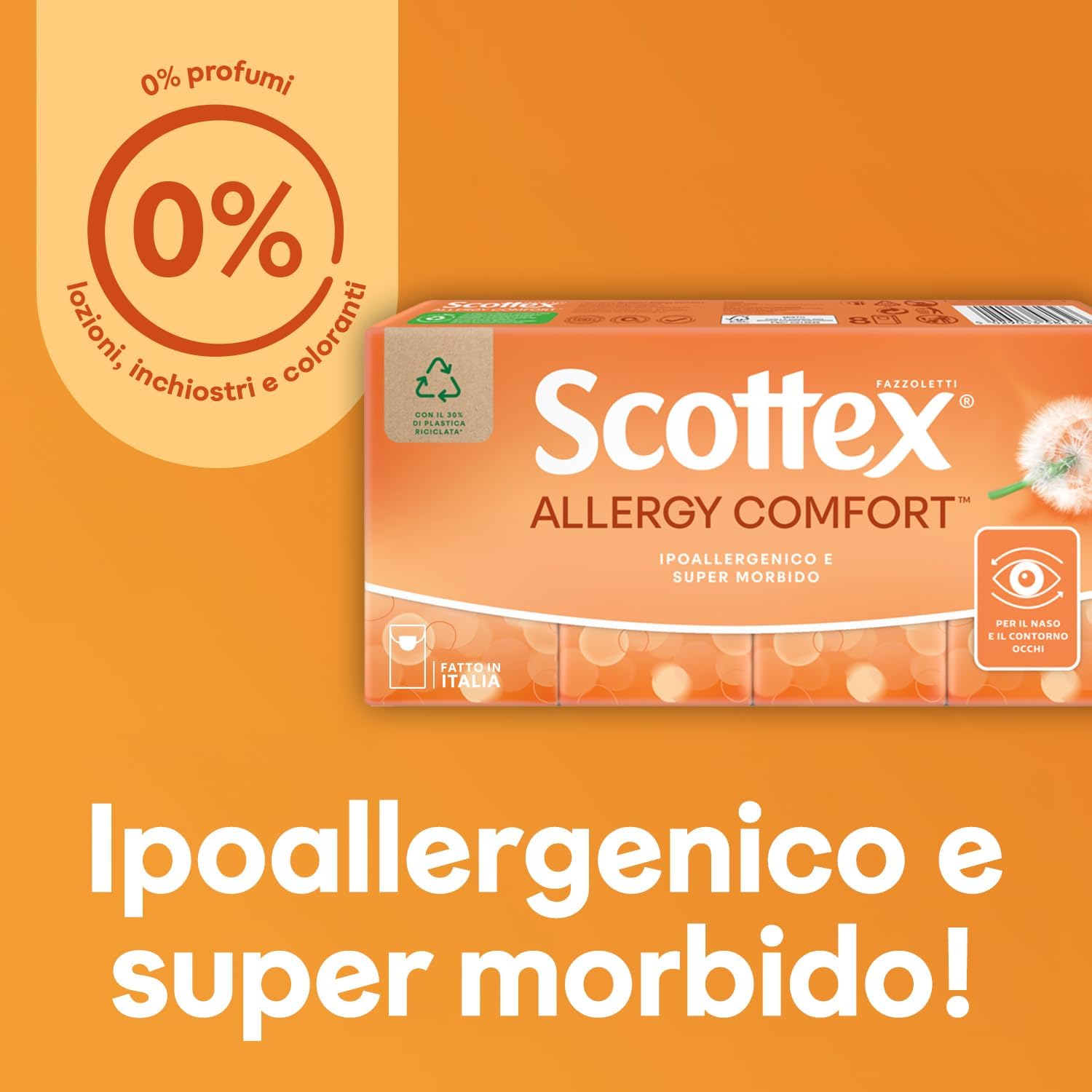 Detalle 2 de Scottex Fazzoletti Pocket Allergy — carta ipoallergenica e morbida, testati oftalmologicamente (confezione da 80 pacchetti)