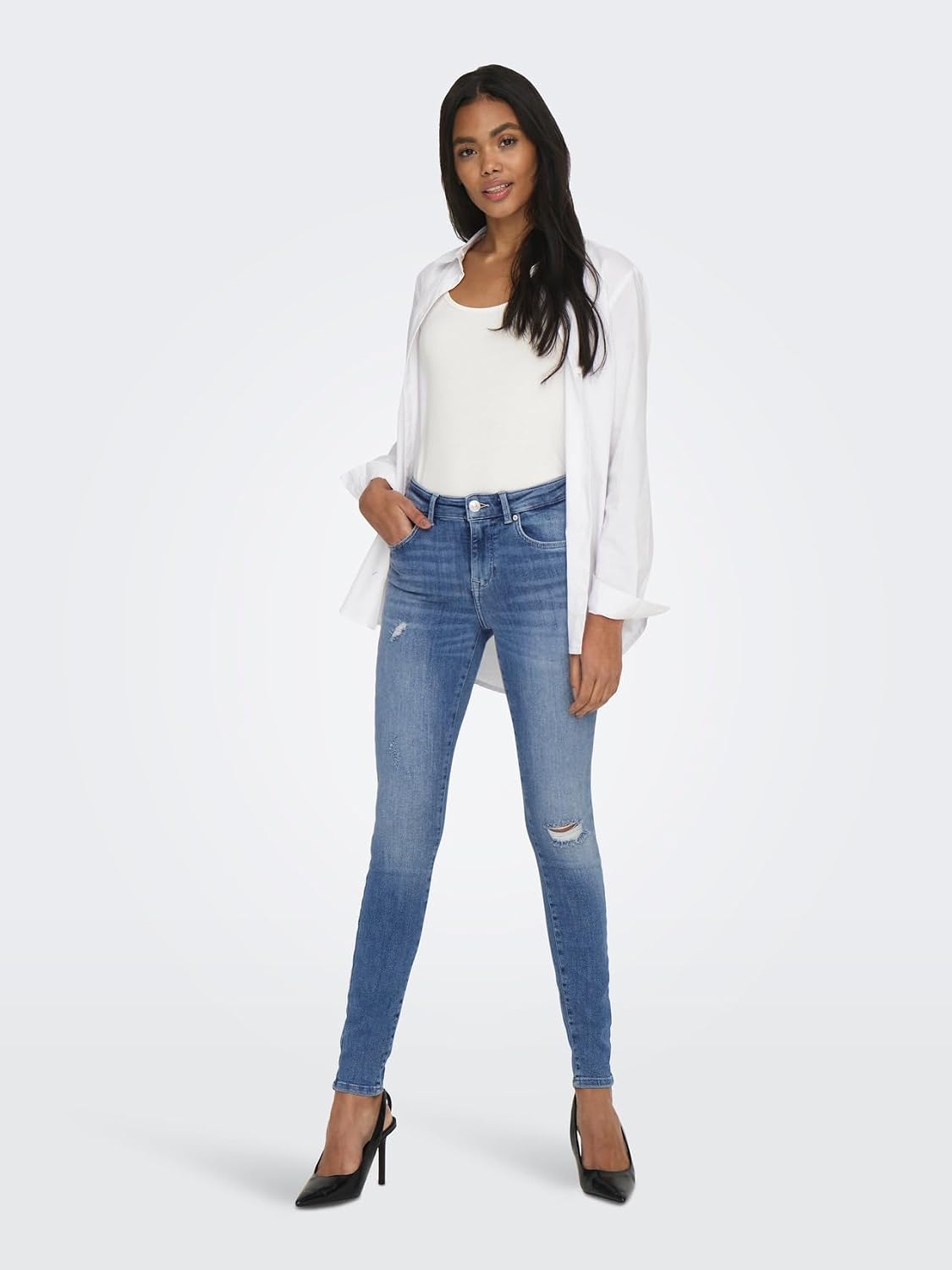 Detalle de ONLY Female Skinny Jeans ONLPOWER – Mittlere Taille, Skinny Fit