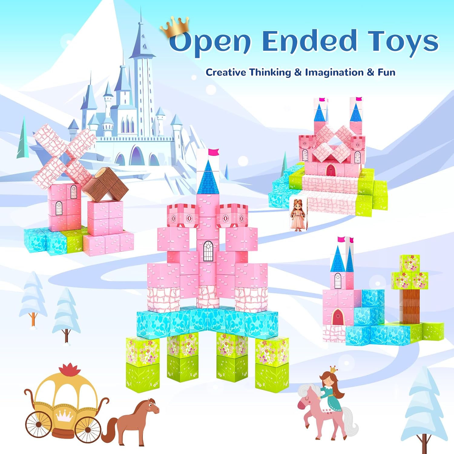 Detalle 2 de Hiwawind Magnetic Princess Castle Toys 3+