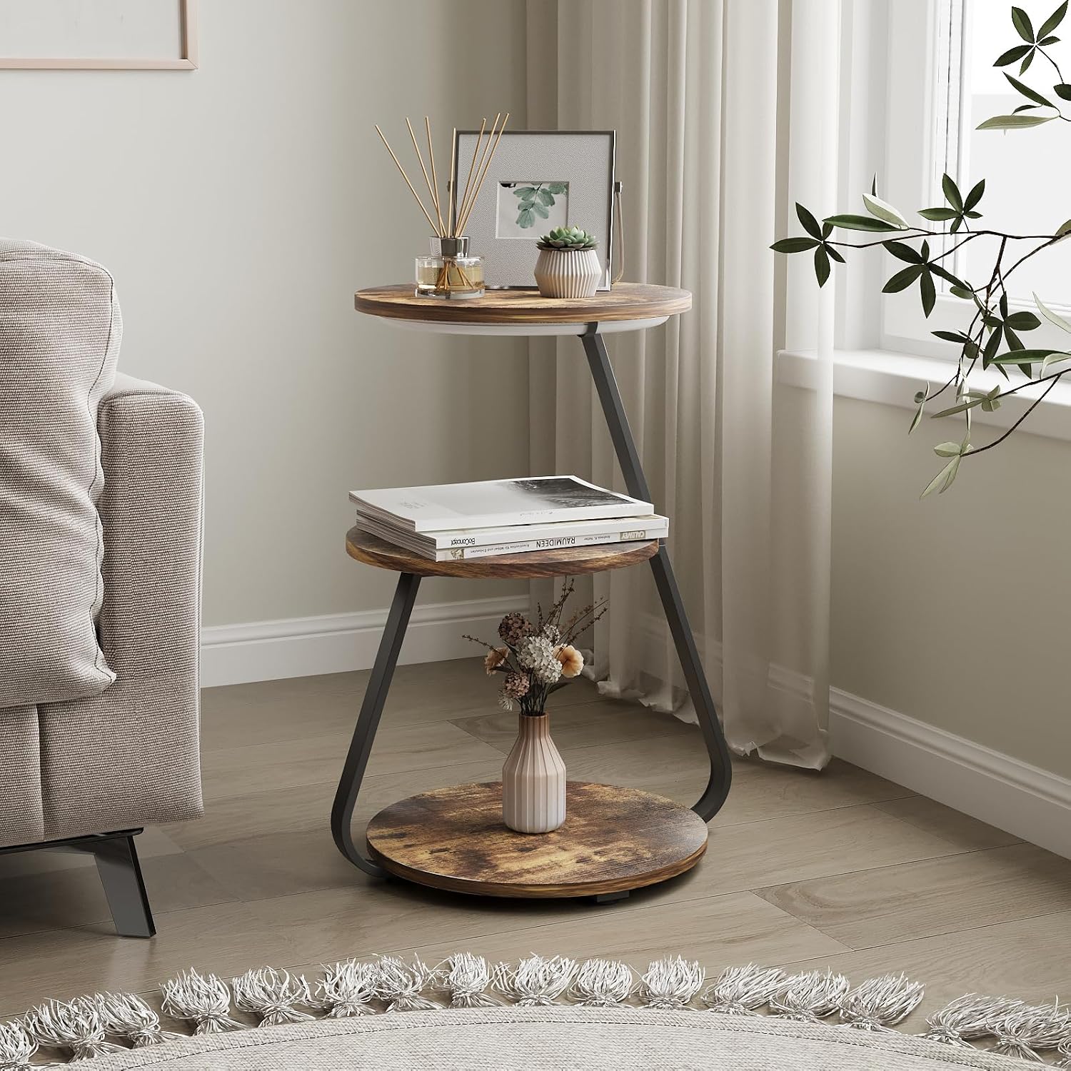 Detalle de ARTETHYS Side Table 43cm 3‑Tier with LED
