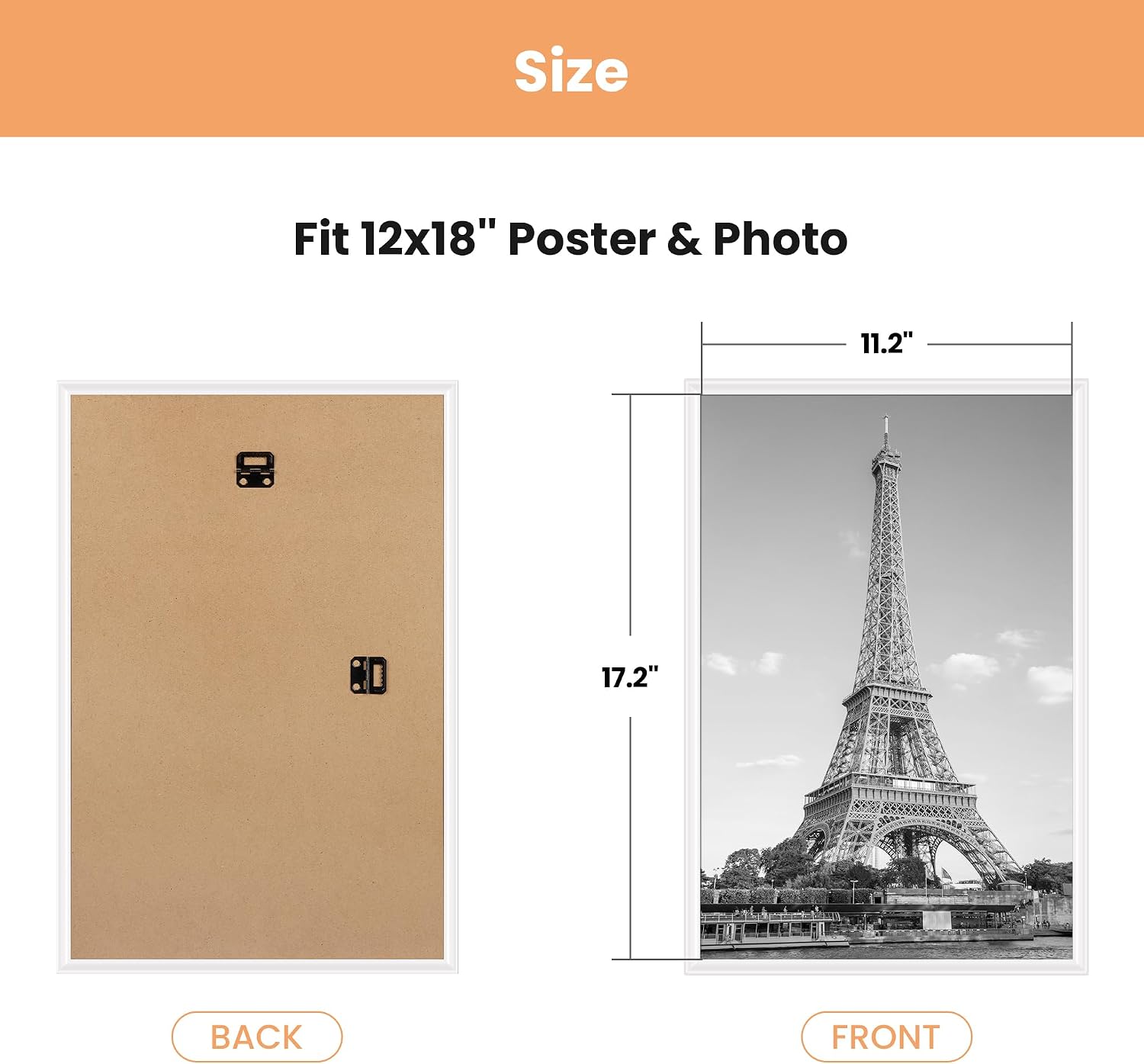 Detalle de upsimples PFUP0171AMUS 12x18 Poster Frames, White, 3-Pack
