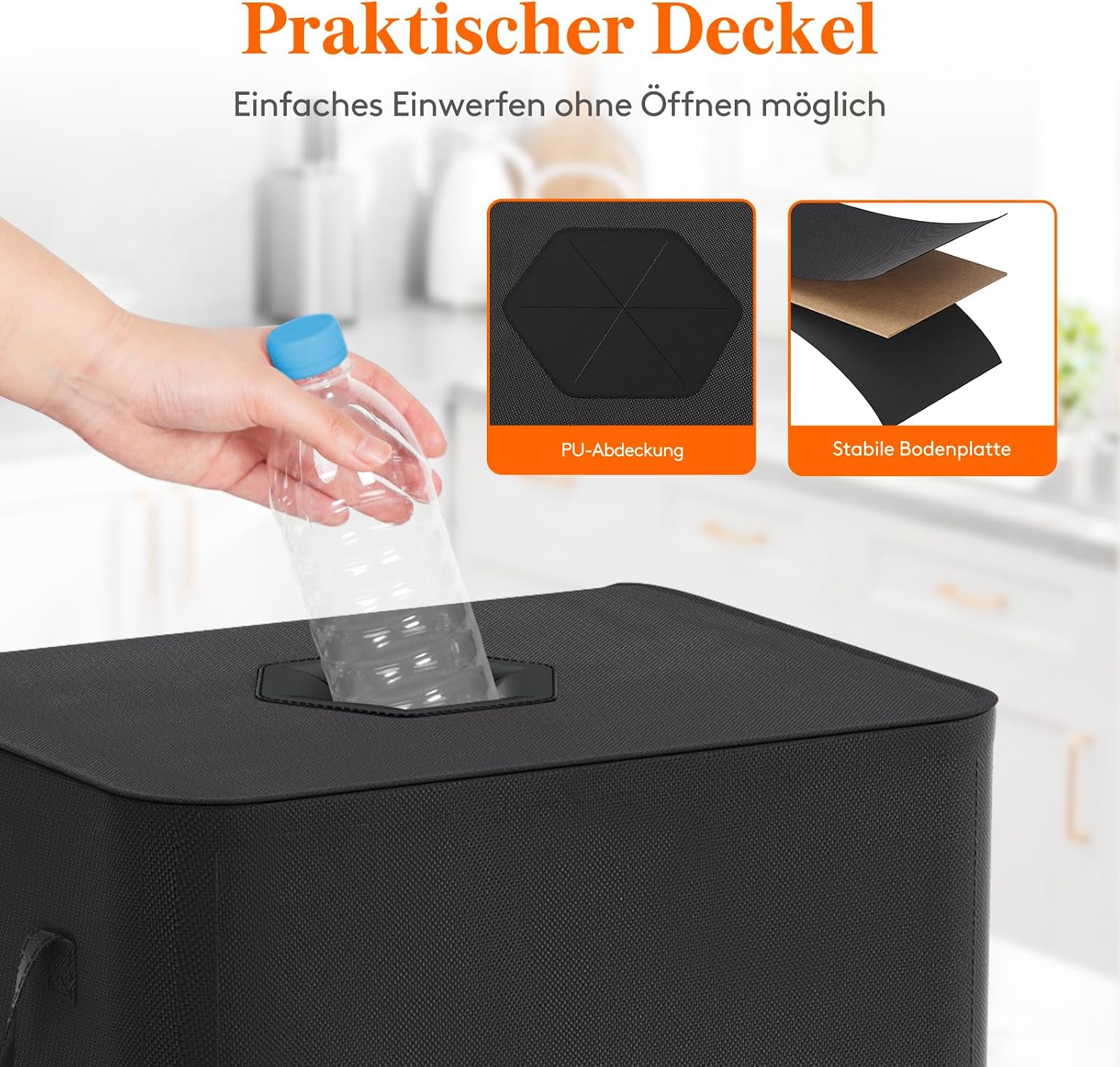 Detalle de Lifewit 100L Pfandflaschen Sammelbehälter mit Deckel – robuste Aufbewahrung für Leergut