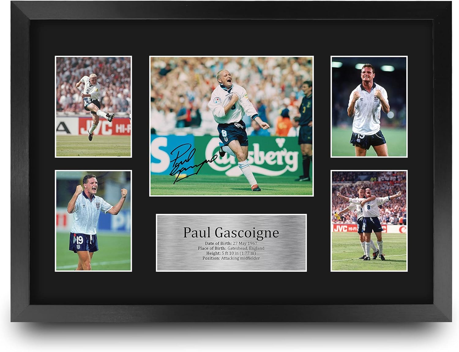 Thumbnail 3 de Paul Gascoigne England signed autograph picture, A4 portrait framed photo print (HWC Trading)