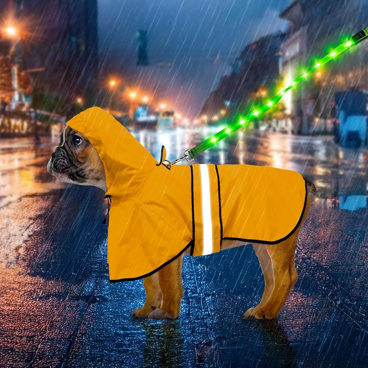 Detalle de Weesiber Waterproof Dog Coat with Hood, Reflective Rain Jacket for Small Dogs