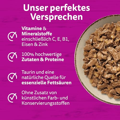 Detalle 2 de Whiskas 1+ Ragout Geflügel Auswahl in Gelee – Hochwertiges Nassfutter für ausgewachsene Katzen, 40x85 g