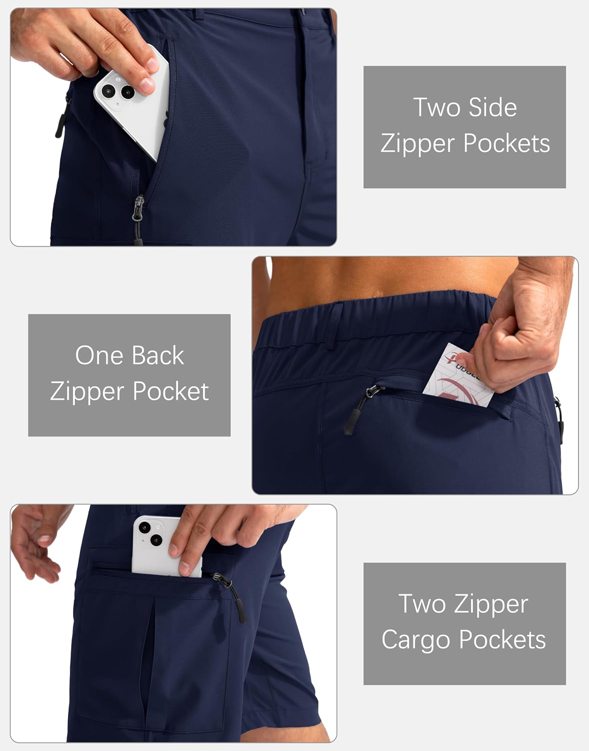 Detalle 2 de Pudolla Men's Hiking Cargo Shorts 9"