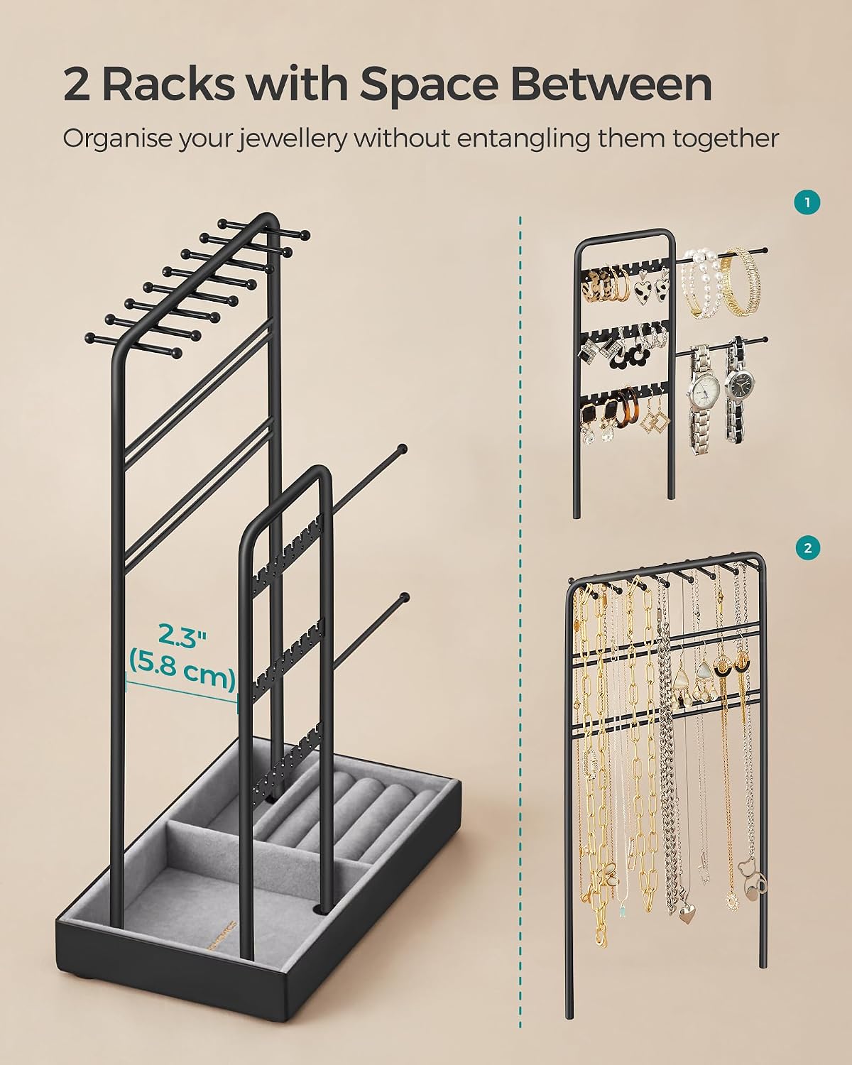 Detalle de SONGMICS JJS021B01 Jewellery Stand 30 cm
