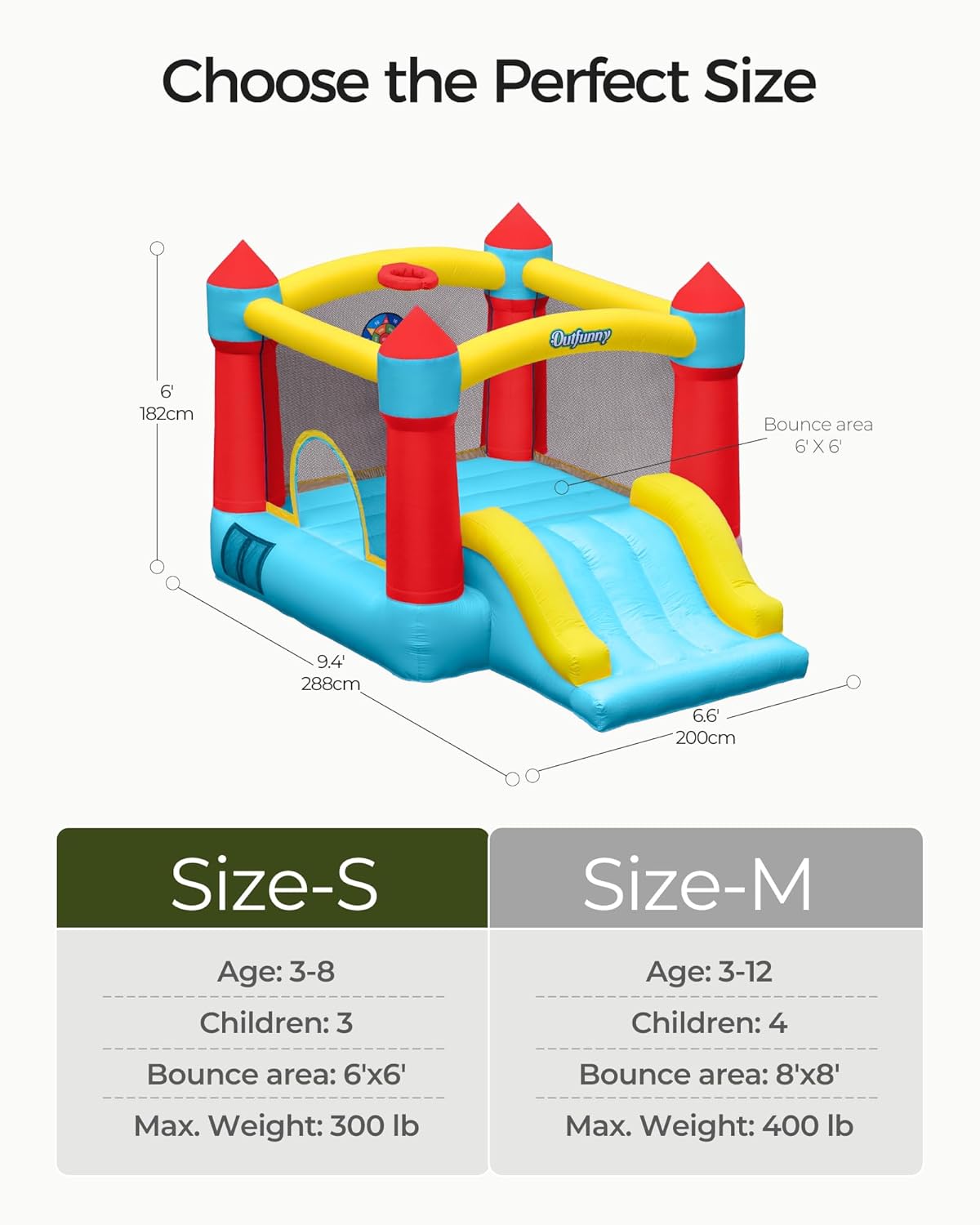 Thumbnail 6 de Outfunny Indoor Bounce House with Slide for Kids (Bounce Area 6' x 6', 300 lb Capacity) – Blue