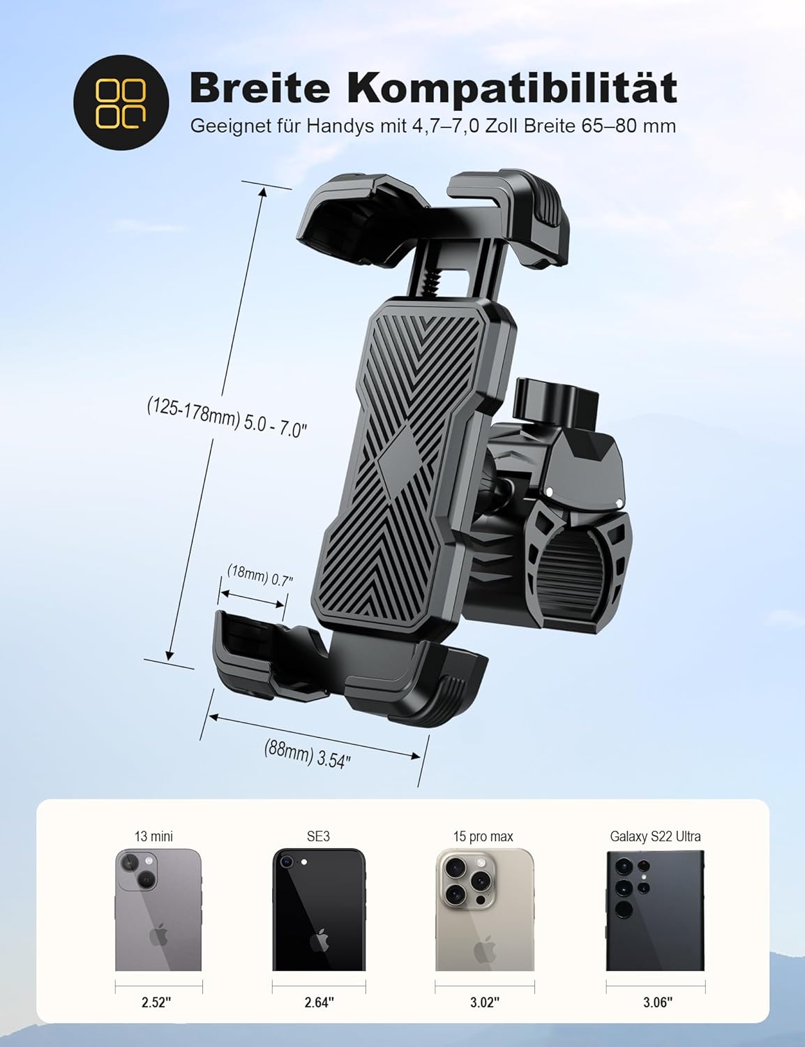 Detalle 2 de Grefay Handyhalterung Motorrad 360° für Smartphone