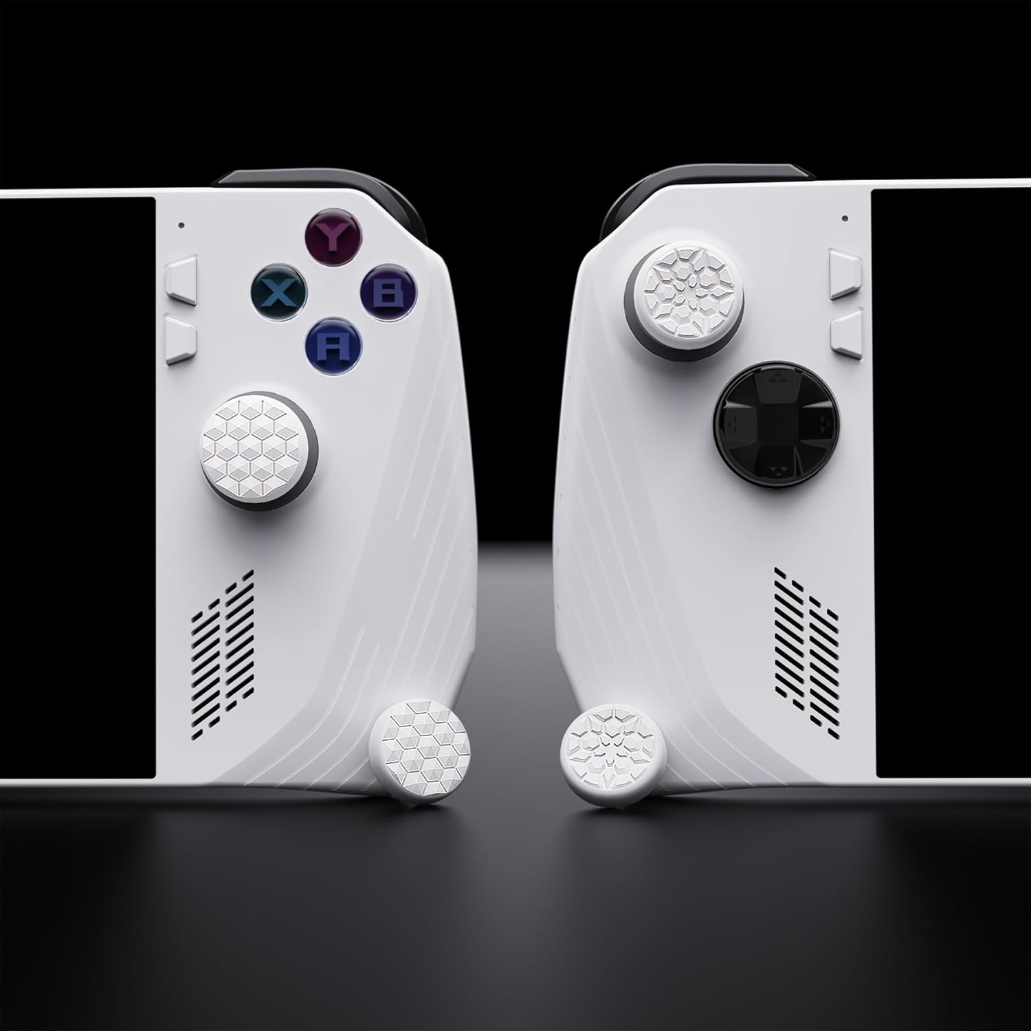 Thumbnail 4 de PlayVital White Thumbsticks Grips Caps for ROG Ally (Diamond Grain & Crack Bomb Design)