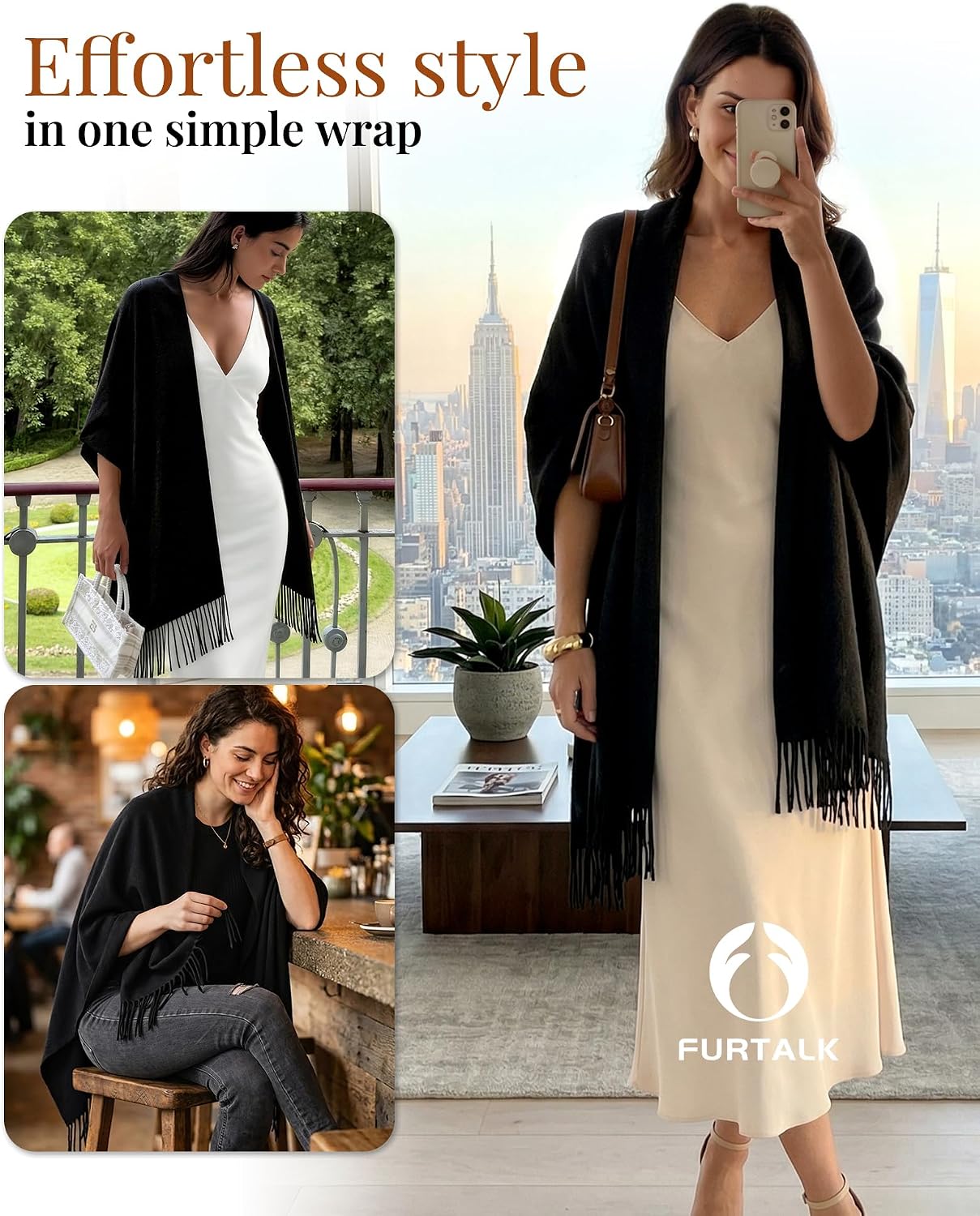 Detalle de FURTALK Shawl Wrap, 25.6 x 76.8 Inches