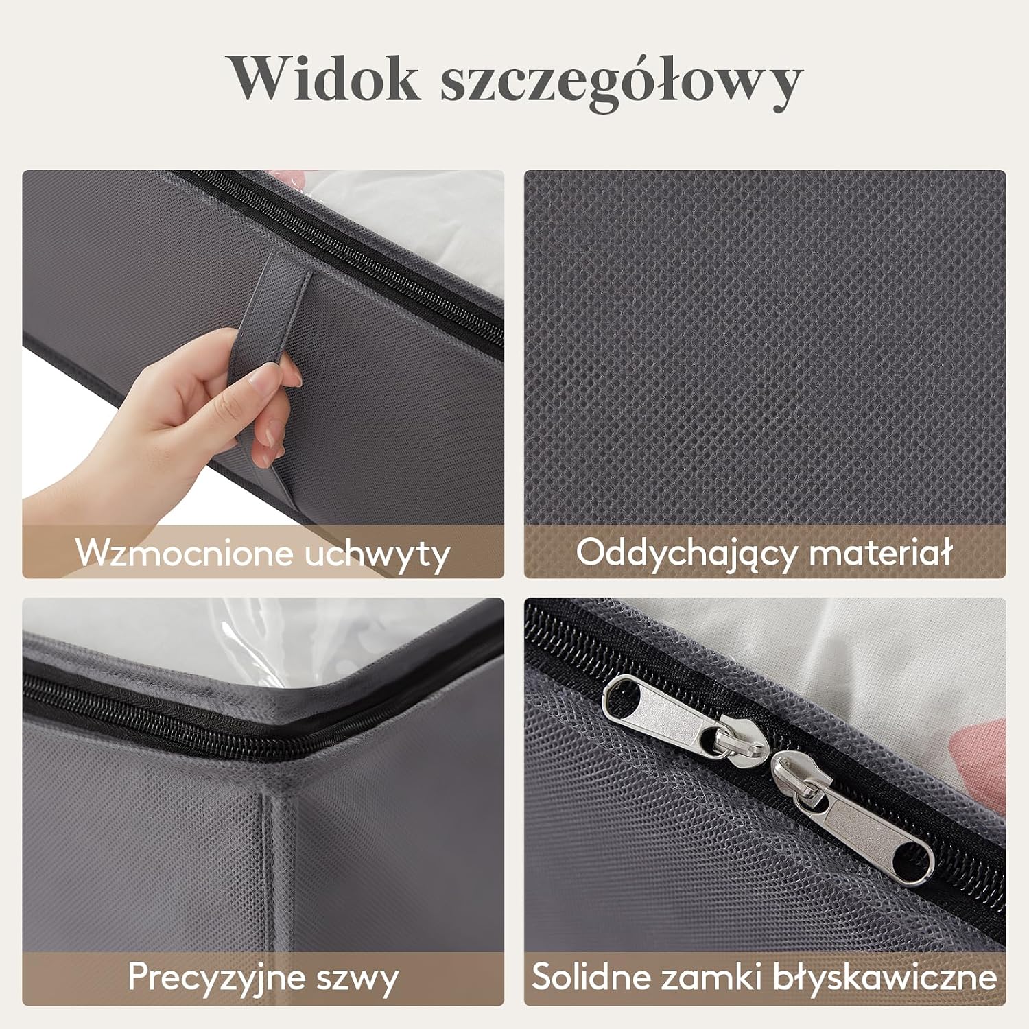 Detalle 2 de Lifewit 22143 – składany organizer pod łóżko 95 l, 3 sztuki, z okienkiem