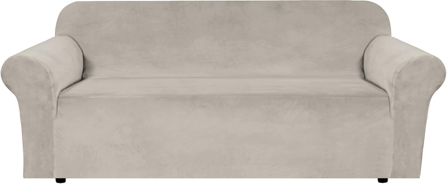 Detalle de H.VERSAILTEX Stretch Velvet Sofa Cover, French Oak, 72–90