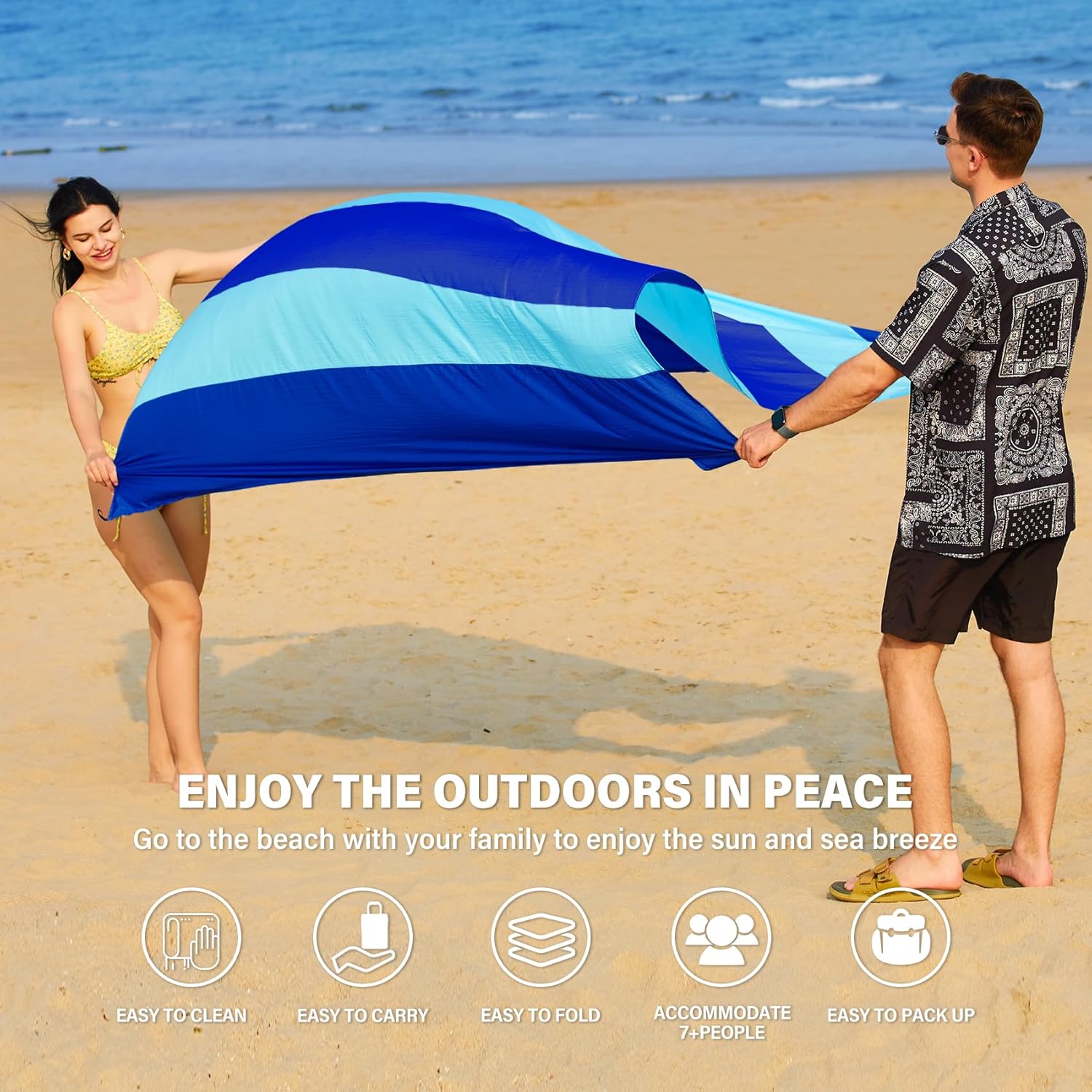 Detalle de Famstar Beach Blanket Oversized Extra Large 78"×81" (10'×9'), Waterproof & Sandproof