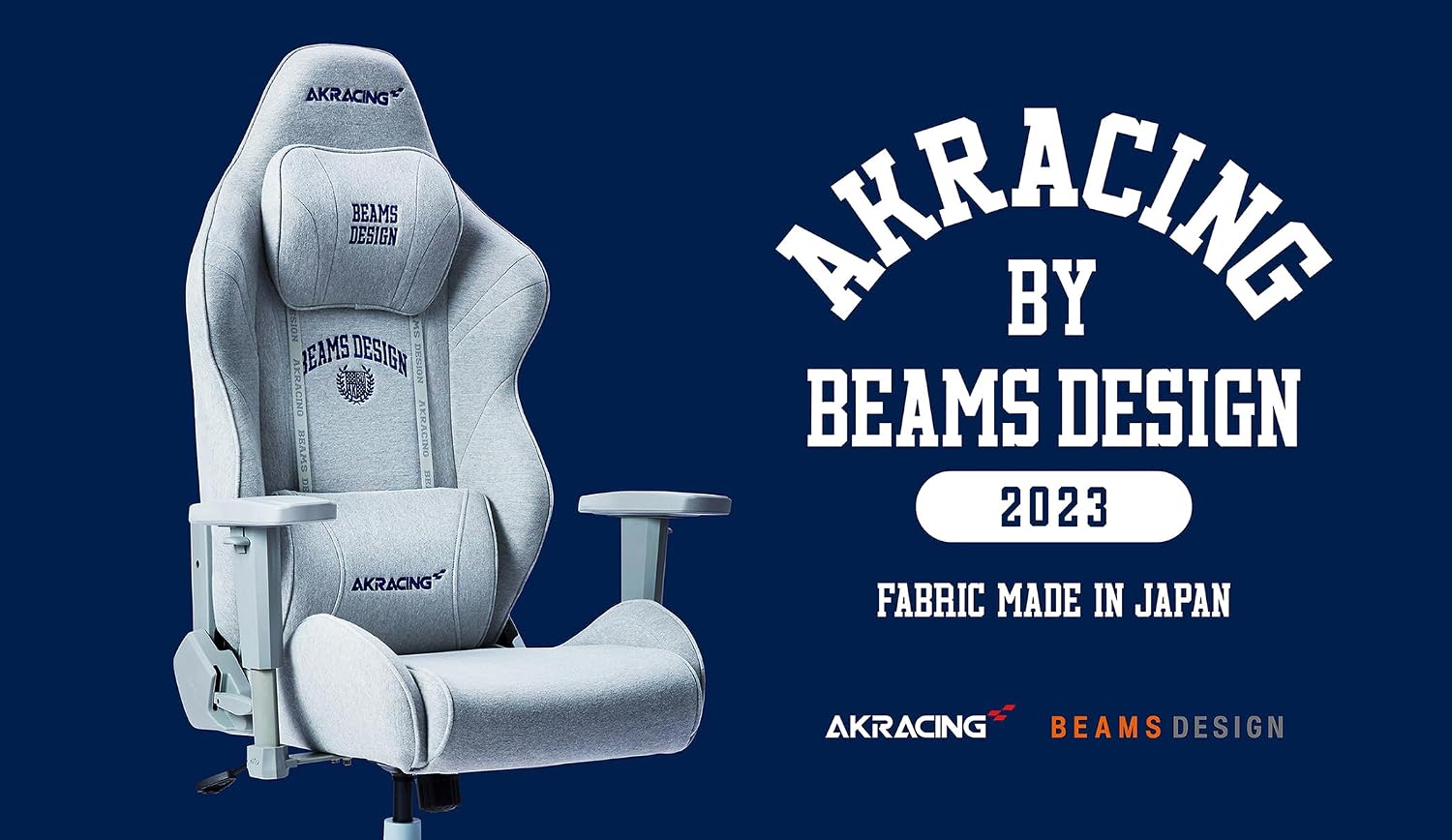 Detalle de AKRacing AKR-BEAMS/DESIGN/MODEL ゲーミングチェア 綿100%スウェット生地・最大180度リクライニング