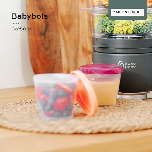 Detalle de Babymoov Babybols Lot de 6 Pots de Conservation 250 ml – Hermétiques, Réinscriptibles