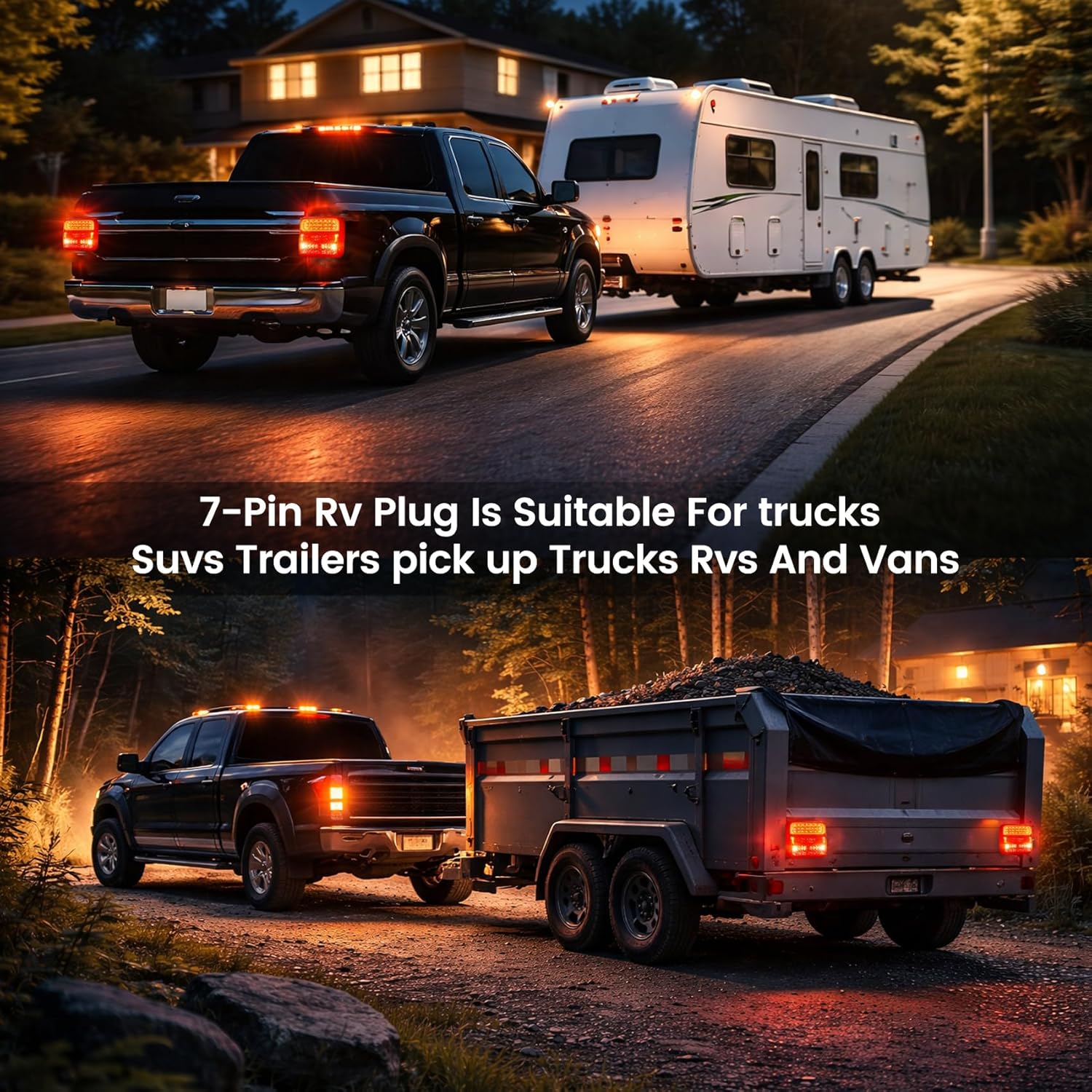 Detalle de Wireless Magnetic Trailer Lights Kit 12V-24V: Rechargeable LED Towing Board with 7 Pin Plug & USB-C