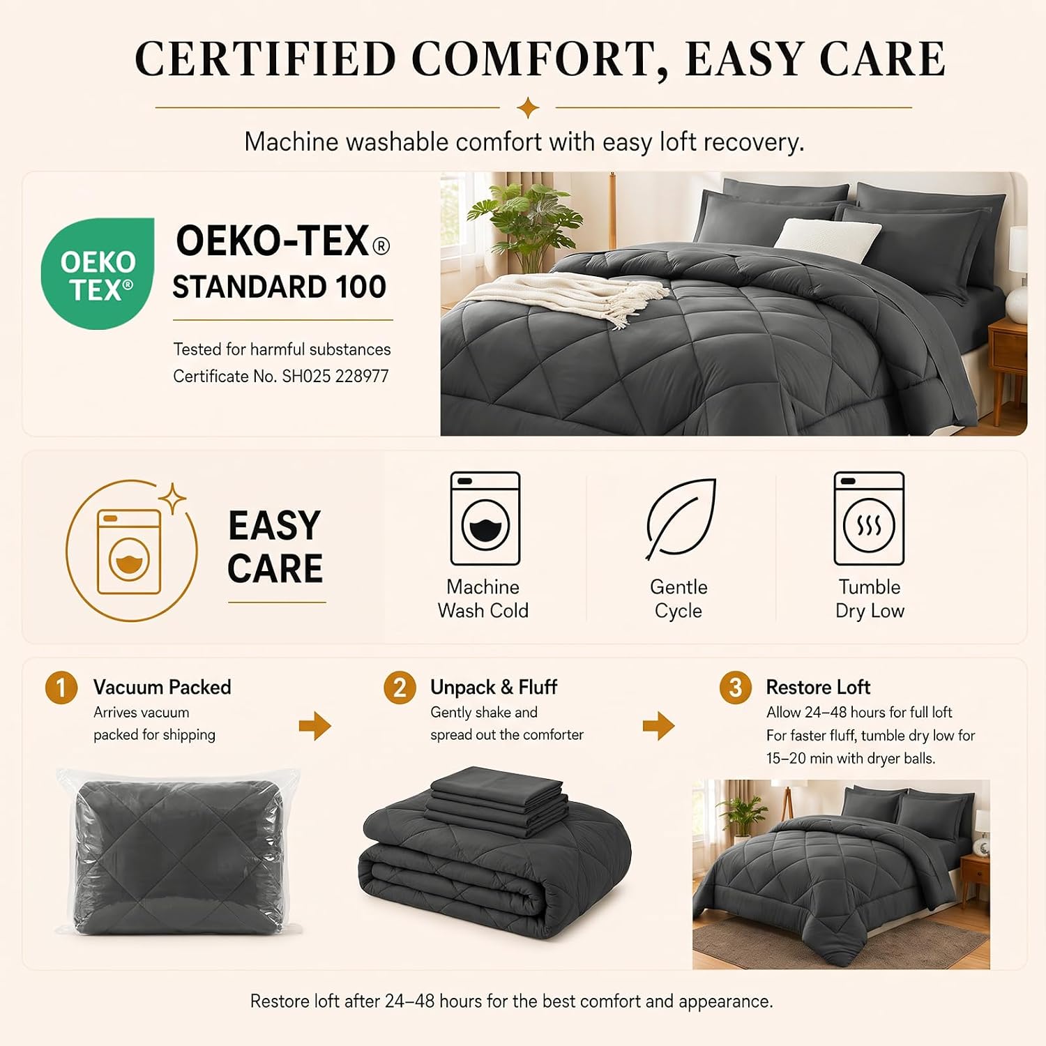 Thumbnail 3 de CozyLux Queen 7-piece Comforter Set