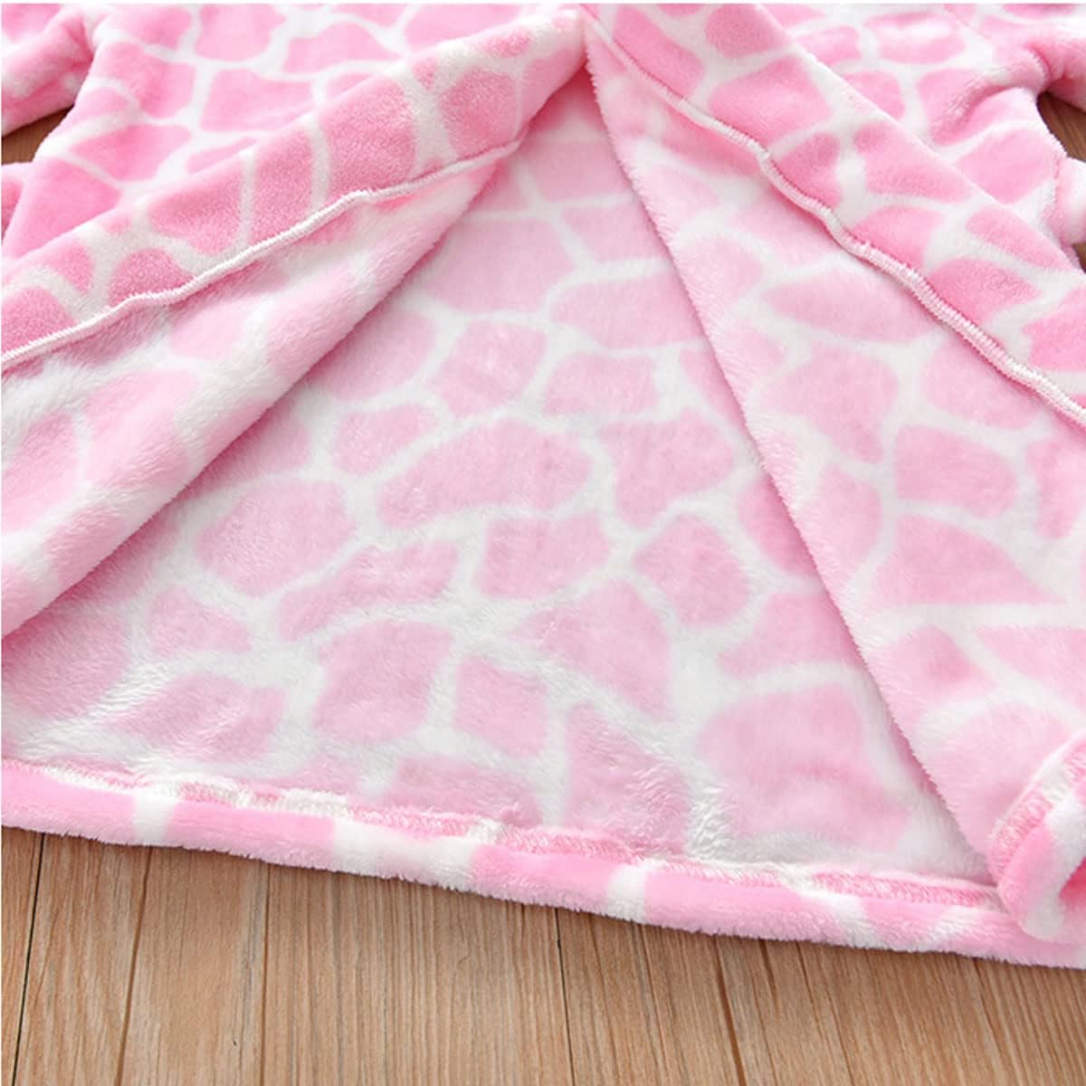 Thumbnail 4 de JZLPIN Children’s Hooded Bathrobe: Soft Coral Fleece Dressing Gown for Kids