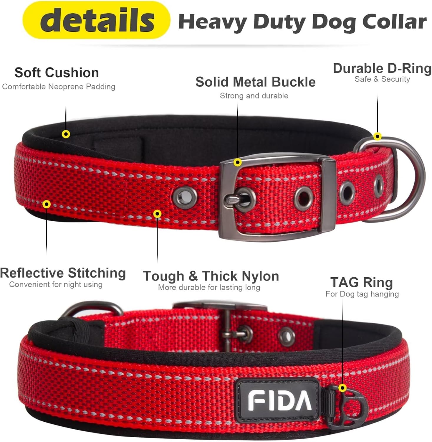 Detalle 2 de Fida Padded Dog Collar with Metal Buckle