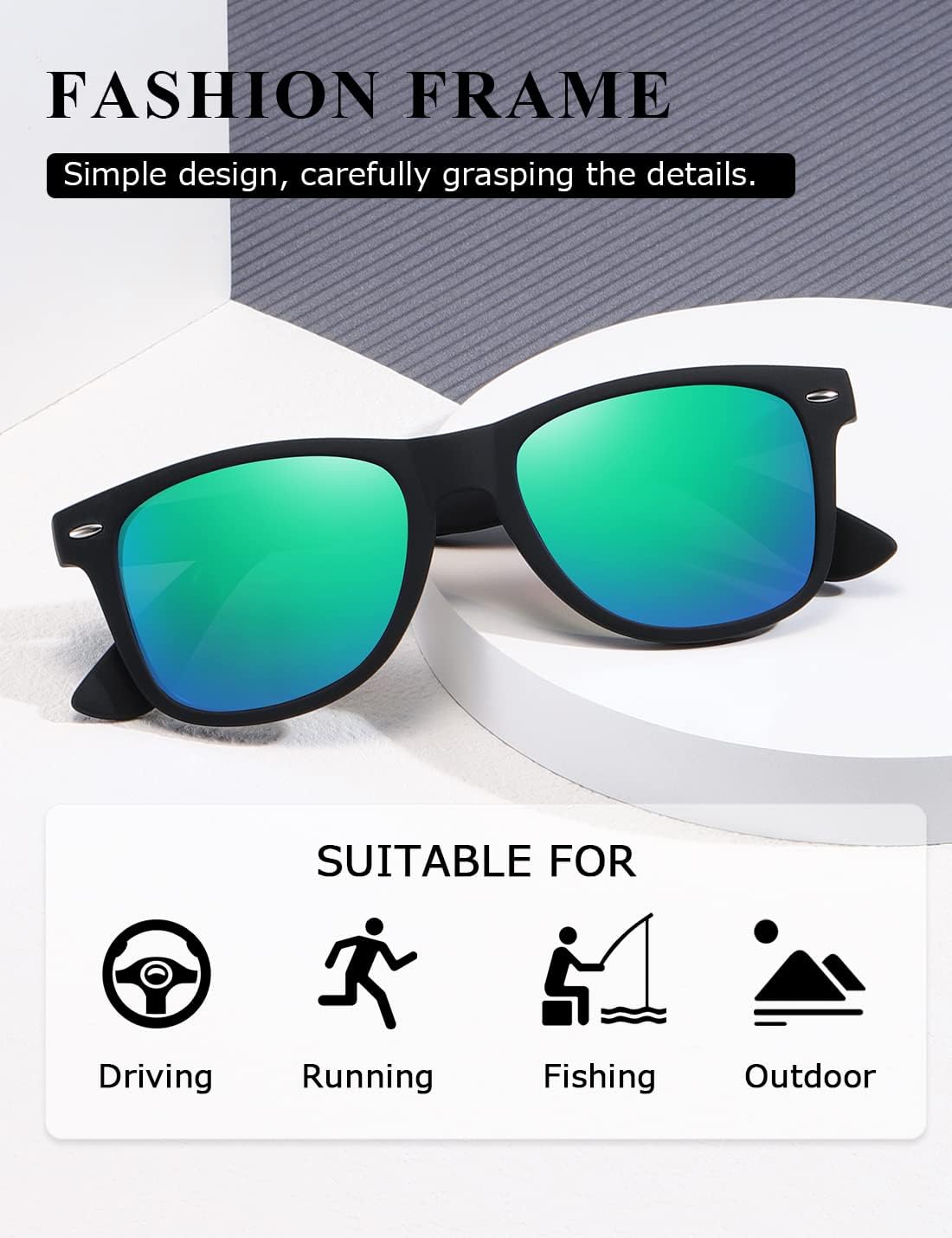Thumbnail 2 de Kimorn Polarisierte Sonnenbrille AE0300 – Unisex Hornrand, 80's Retro