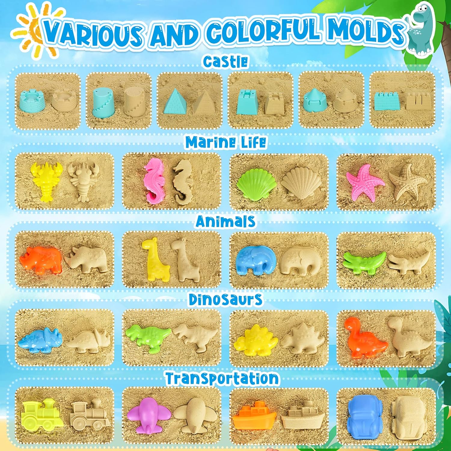 Detalle de FHOZGECY Beach Sand Toys: 31-Piece All-In-One Sandbox Set for Kids
