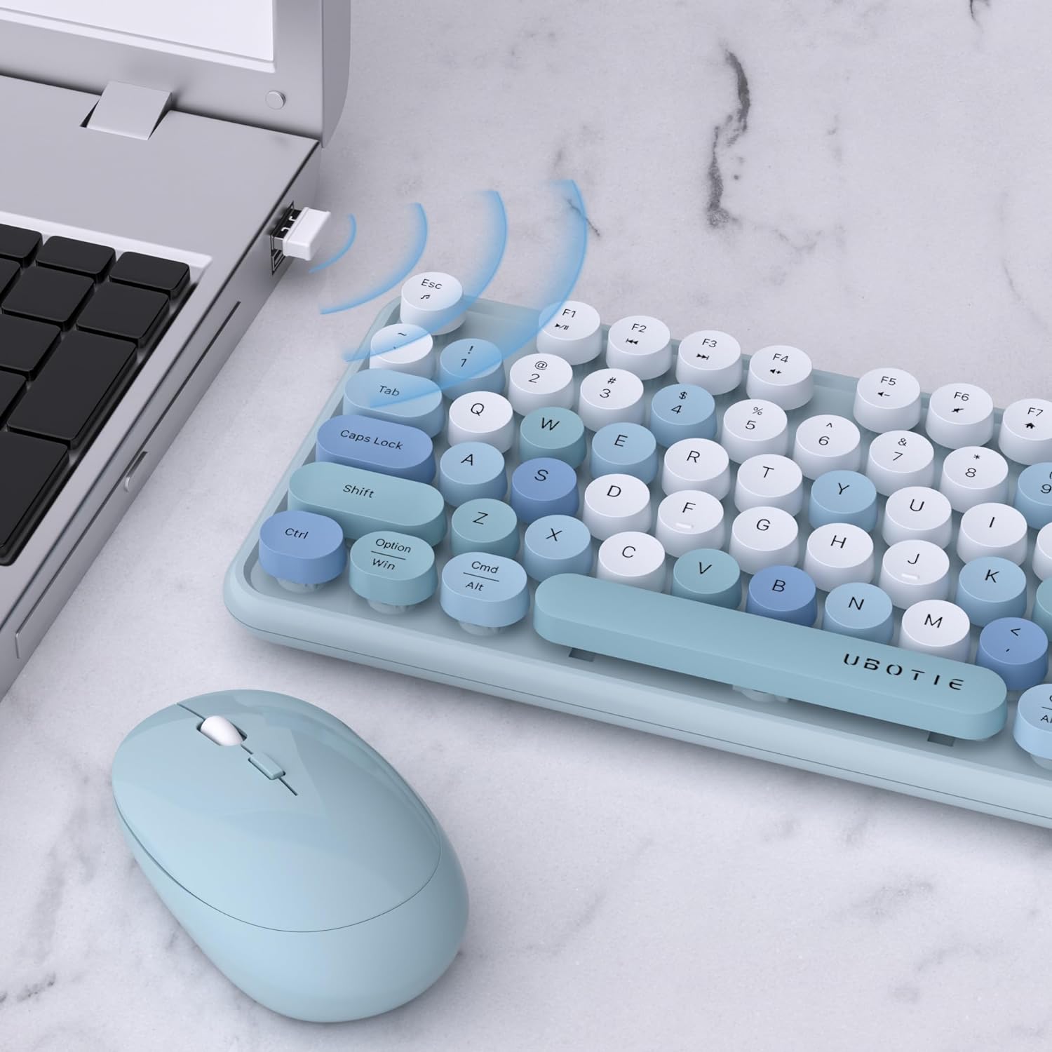 Detalle 2 de UBOTIE Colorful Wireless Keyboard Mouse Combo 2.4GHz 🖱