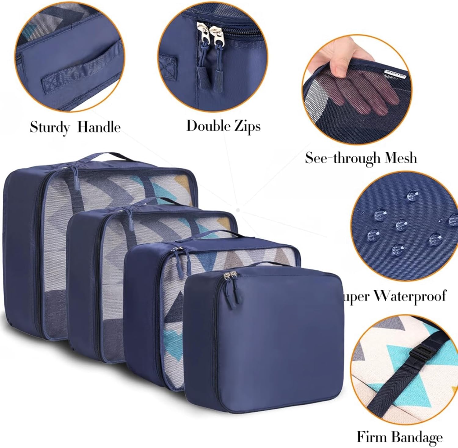 Detalle de BAGAIL 8-teiliger Packwürfel-Set mit Kleidertaschen & Kofferorganizer (Packing Cubes)