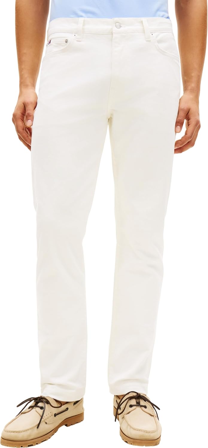 Detalle de Tommy Hilfiger Slim Straight Denton White – Dritto Uomo