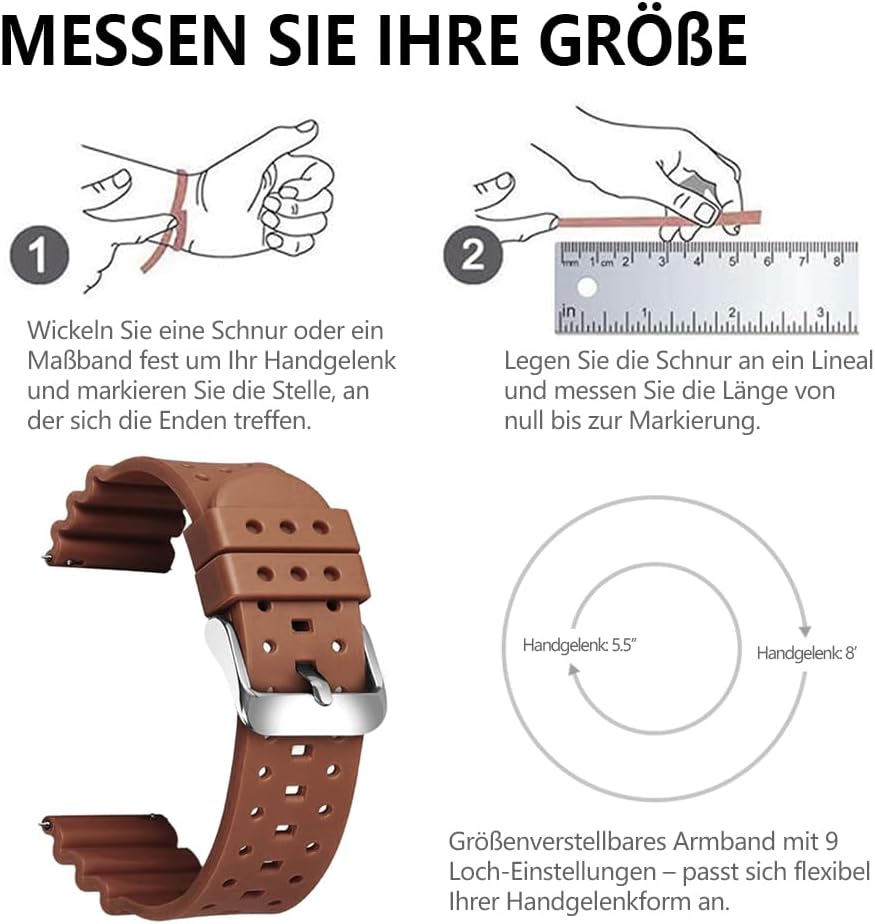 Thumbnail 4 de SZYXMY Quick-Release Taucherarmband aus Fluorkautschuk (20/22 mm) mit Edelstahl-Schließe
